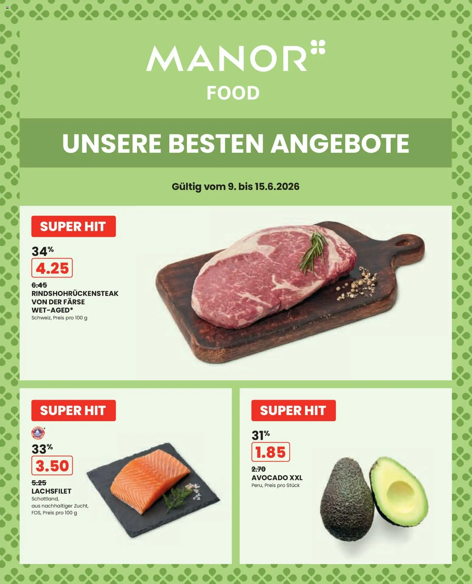 Vorschau des Merkblatts Manor aktionen vom Shop Manor gültig von 09.06.2026 bis 15.06.2026 - Avocado