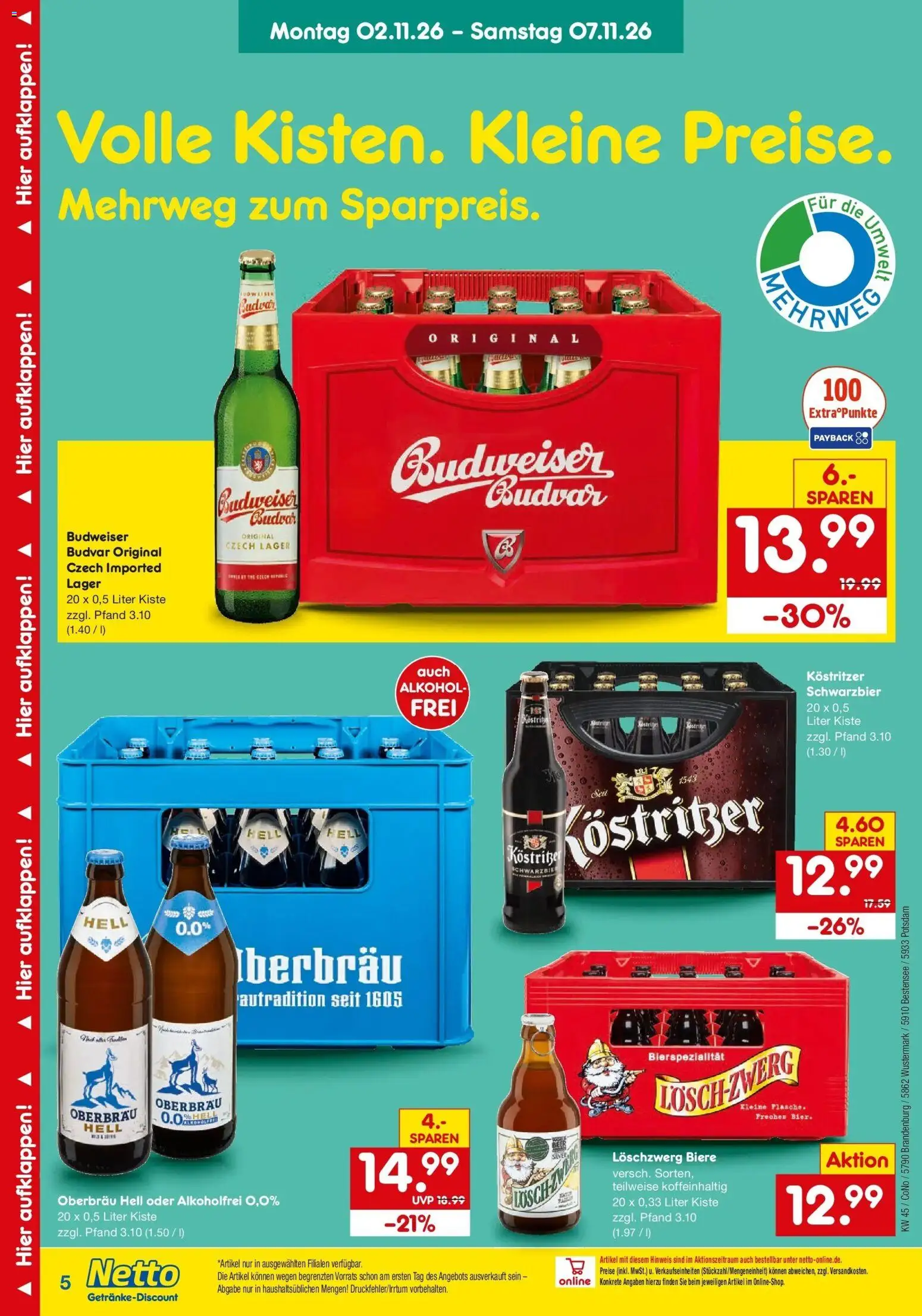 Vorschau von dem Prospekt des Geschäftes Netto Marken-Discount, gültig ab dem 02.11.2026 - Alkohol, Budweiser, Kostritzer