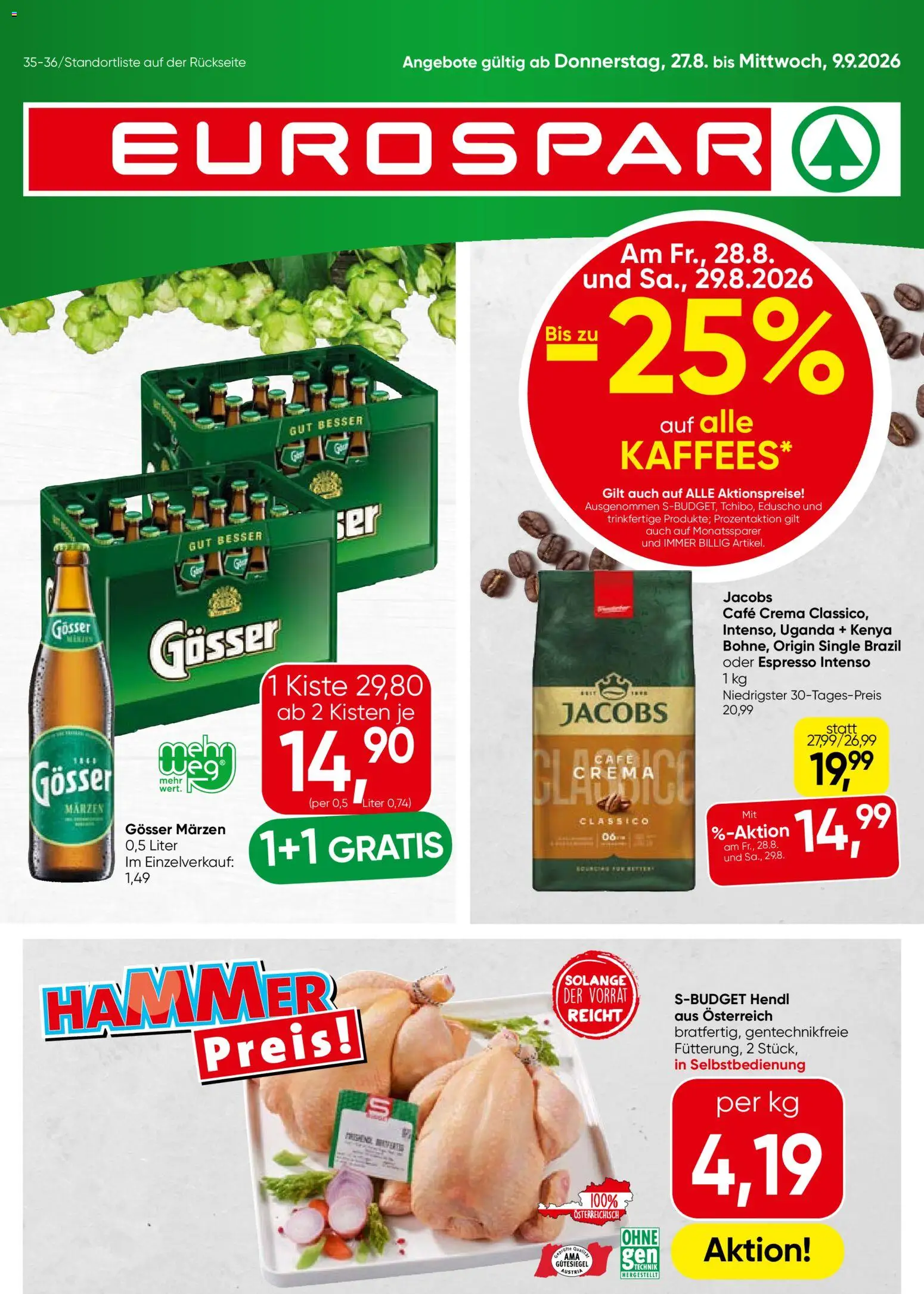 Vorschau der Angebote: Eurospar Eurospar Flugblatt gültig ab 27.08.2026