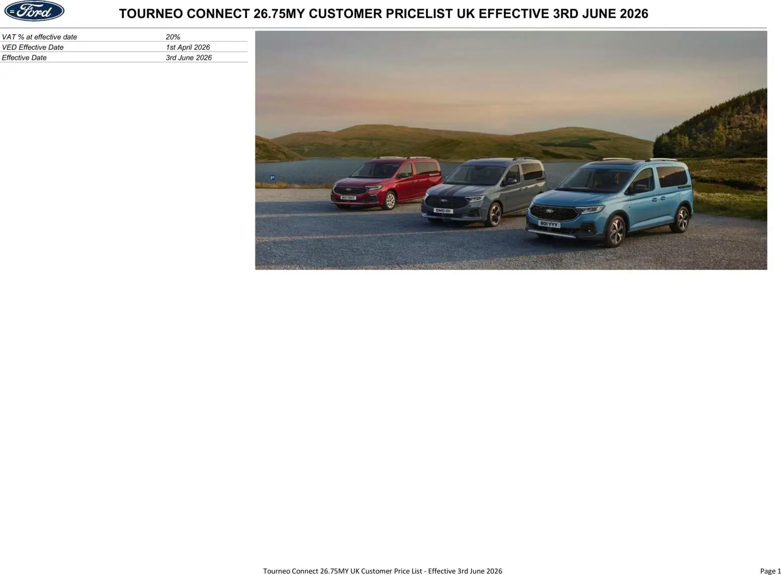 Preview of Ford Ford - Tourneo Connect valid from 01/07/2026