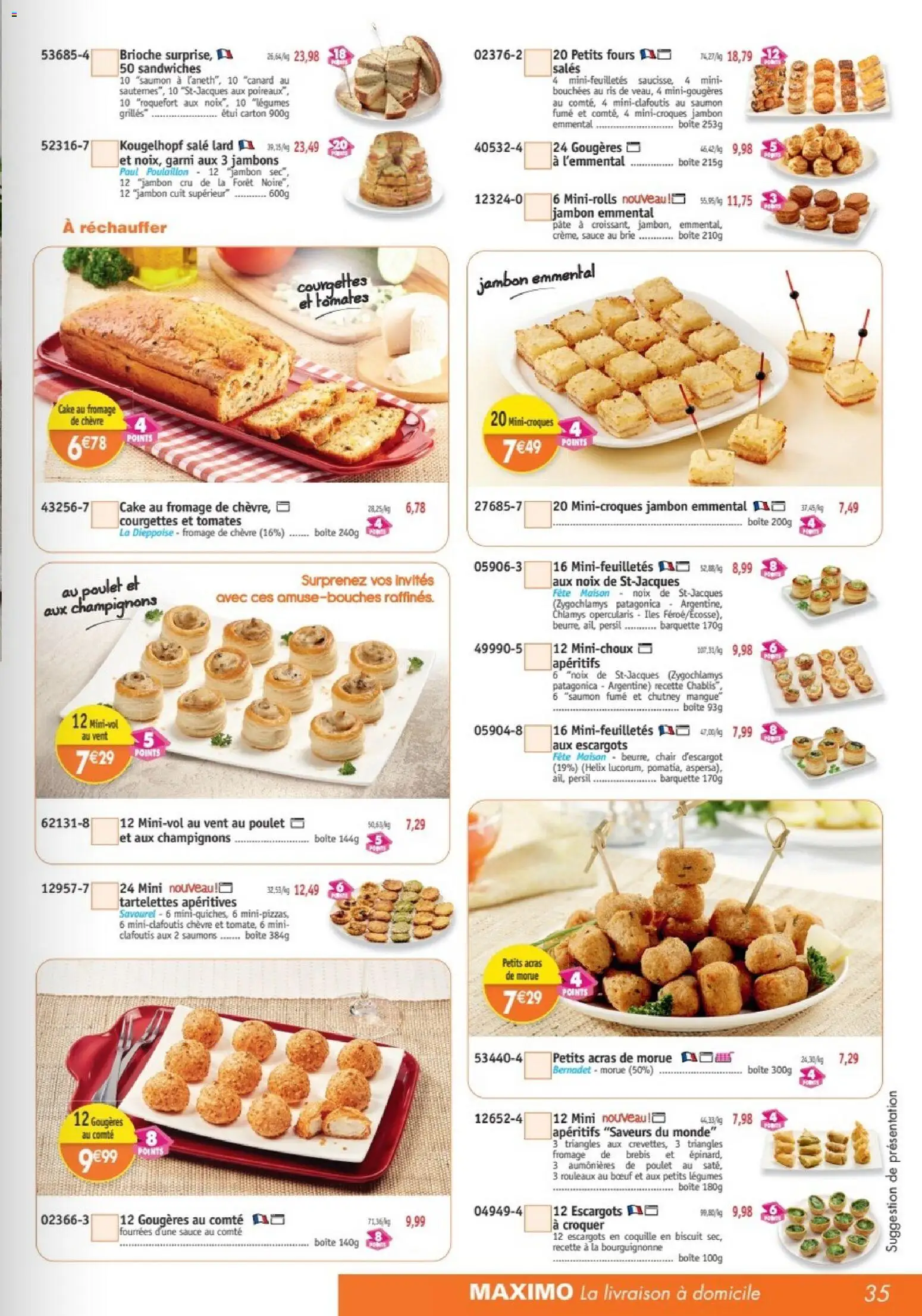 Prévisualisation de Maximo catalogue du magasin Maximo formulaire valide 26/10/2026 - Escargots, Brioche, Saumon, Tomates, Noix, Morue, Mangue, Emmental