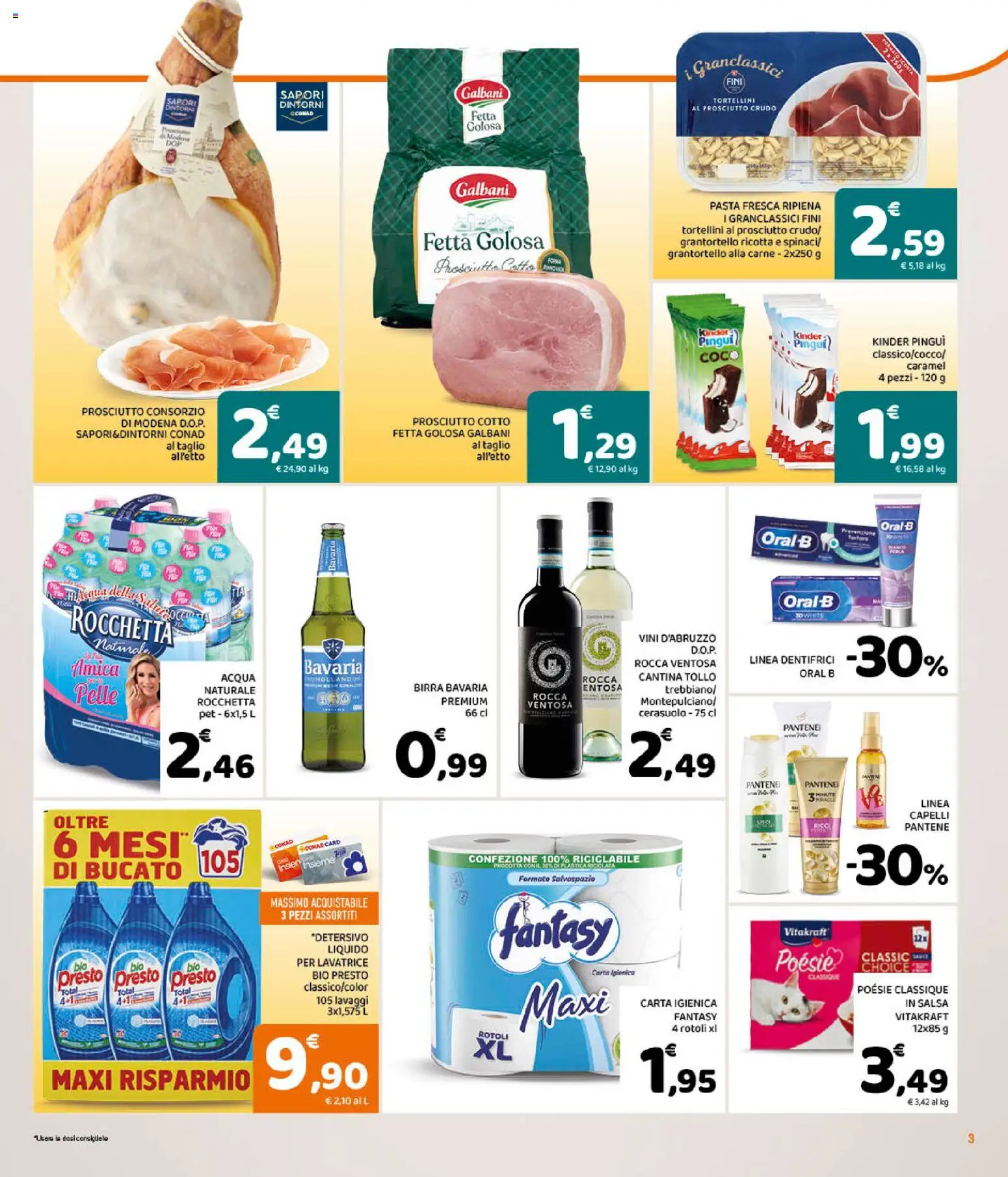 Anteprima dell'opuscolo Conad volantino Convenienza Più Campania dal negozio Conad valido da 28/10/2026 - Pasta, Acqua, Ricotta, Prosciutto, Prosciutto Cotto, Salsa, Taglio, Acqua naturale