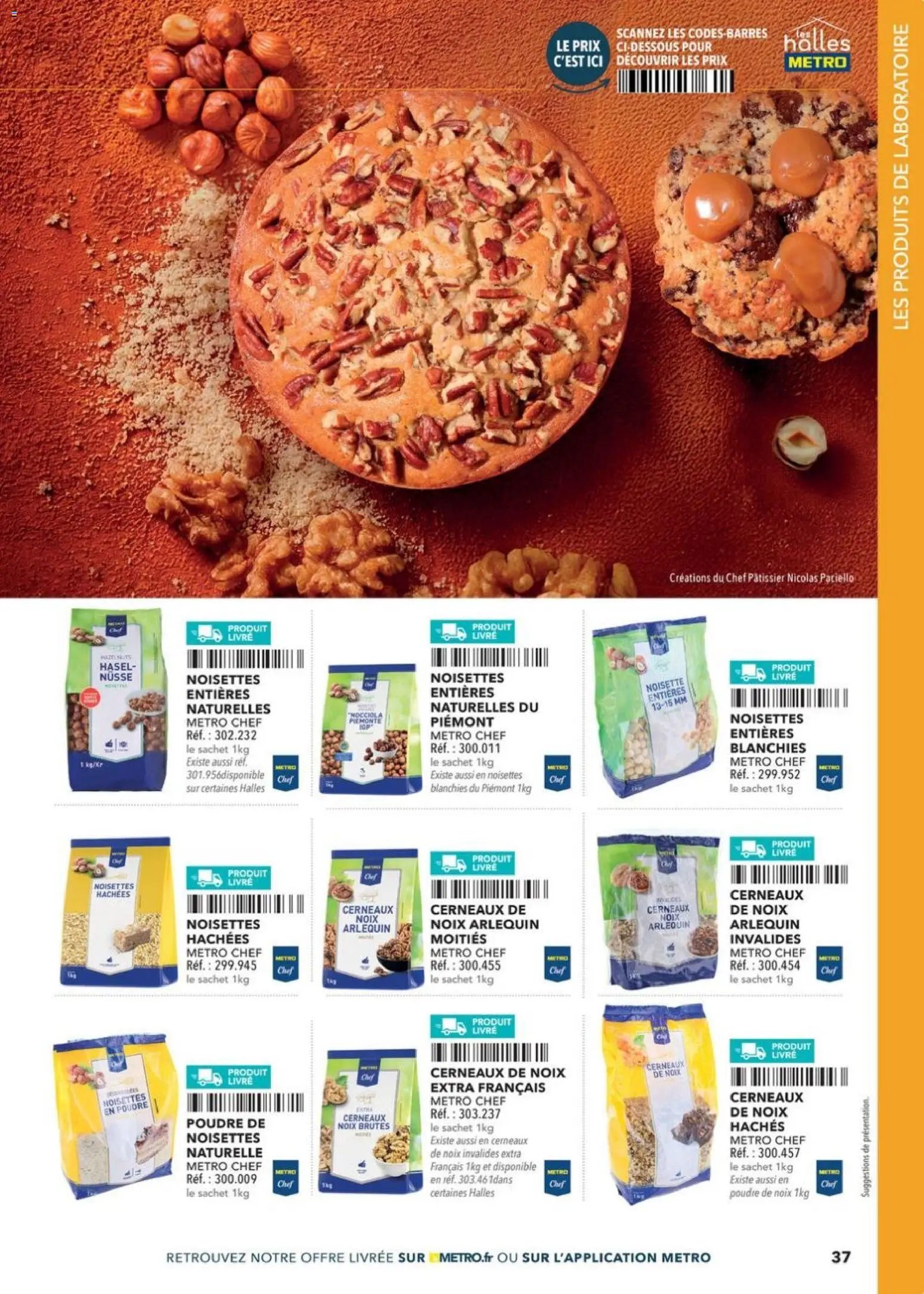 Prévisualisation de Boulangers Pâtissiers du magasin METRO formulaire valide 30/04/2026 - Livre, Noix, Noisette, Mètre, Poudre, Cerneaux de noix, Noisettes