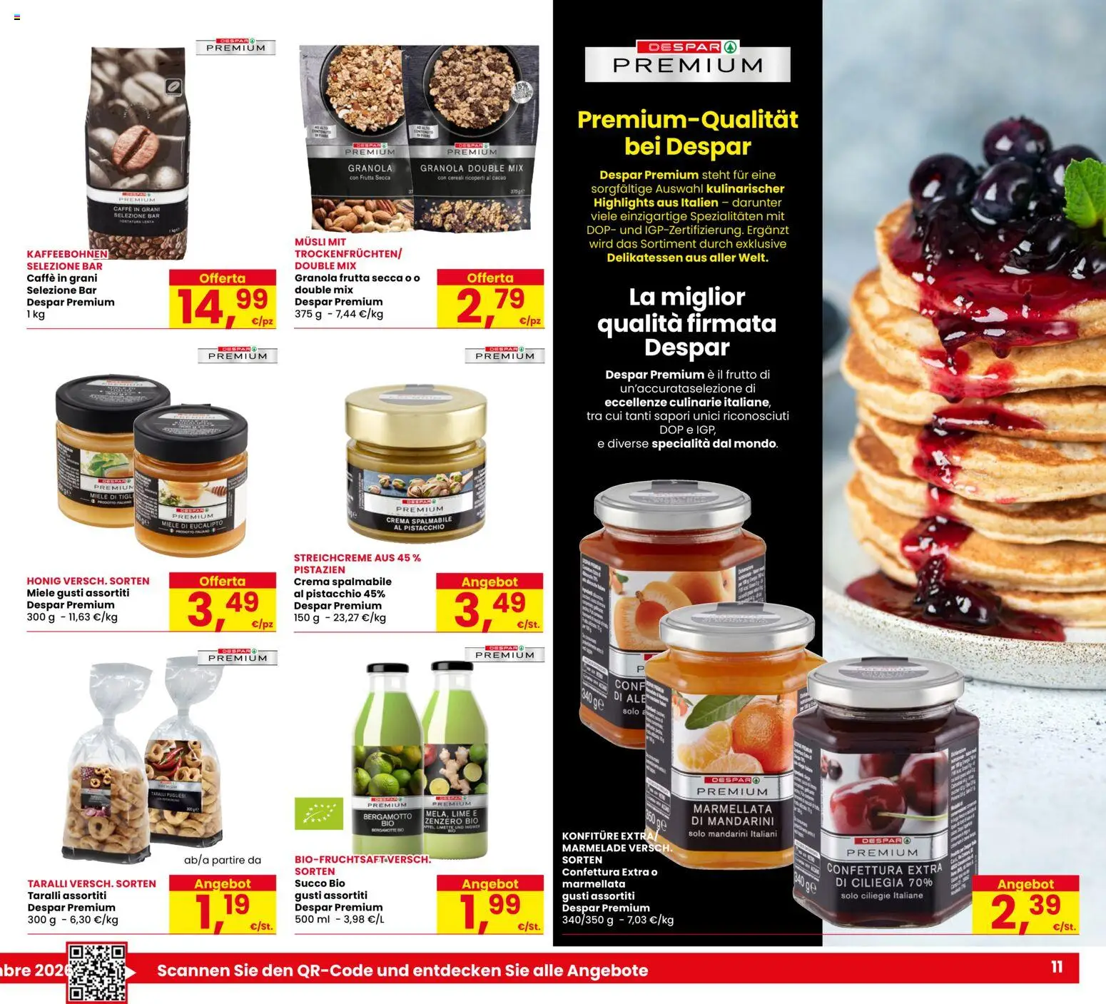 Anteprima dell'opuscolo Eurospar volantino Bolzano dal negozio Eurospar valido da 29/10/2026 - Caffè, Lime, Zenzero, Pistacchio, Mandarini, Cacao, Marmellata, Succo