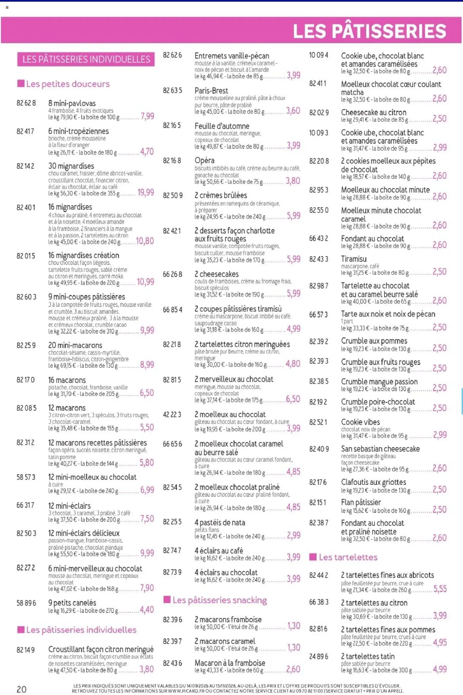 Prévisualisation de Picard - Catalogue Trimestriel du magasin Picard formulaire valide 14/09/2026 - Matcha, Gâteau, Tarte, Sable, Vanille, Cacao, Pommes, Chocolat caramel
