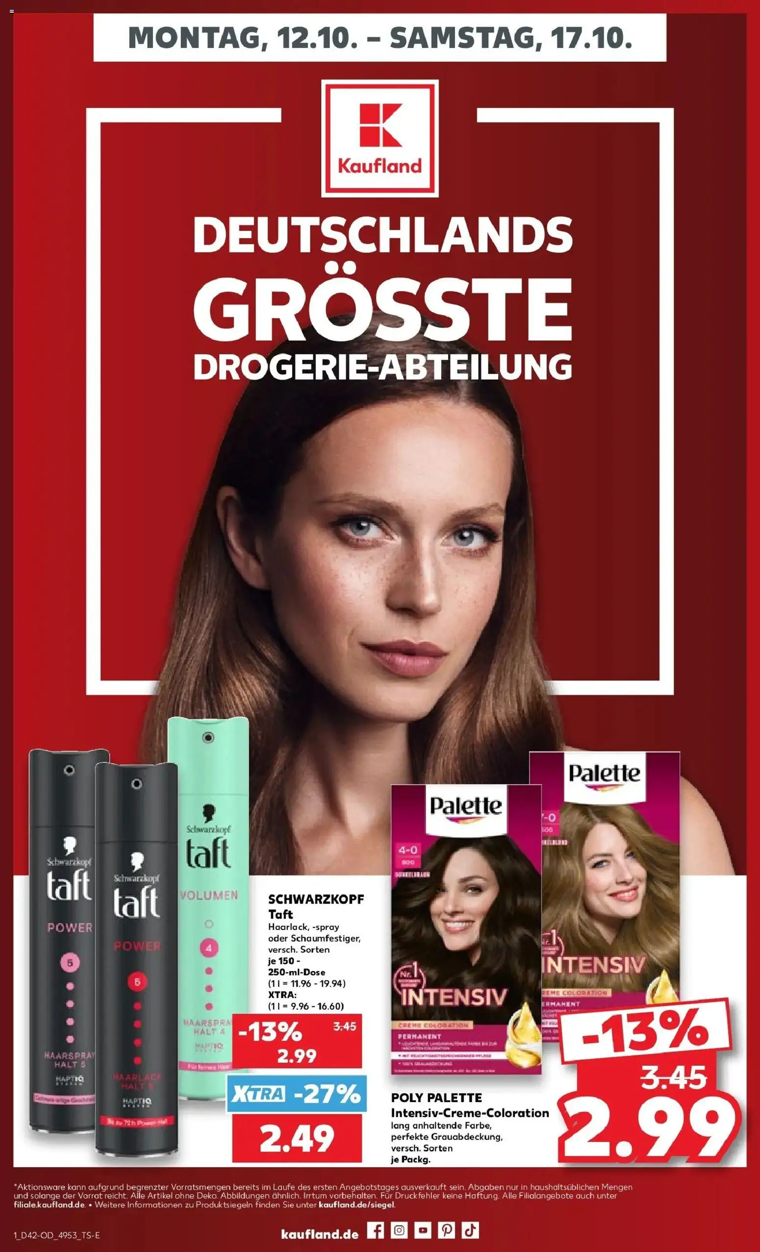 Vorschau von dem Prospekt des Geschäftes Kaufland, gültig ab dem 12.10.2026 - Creme, Haarspray