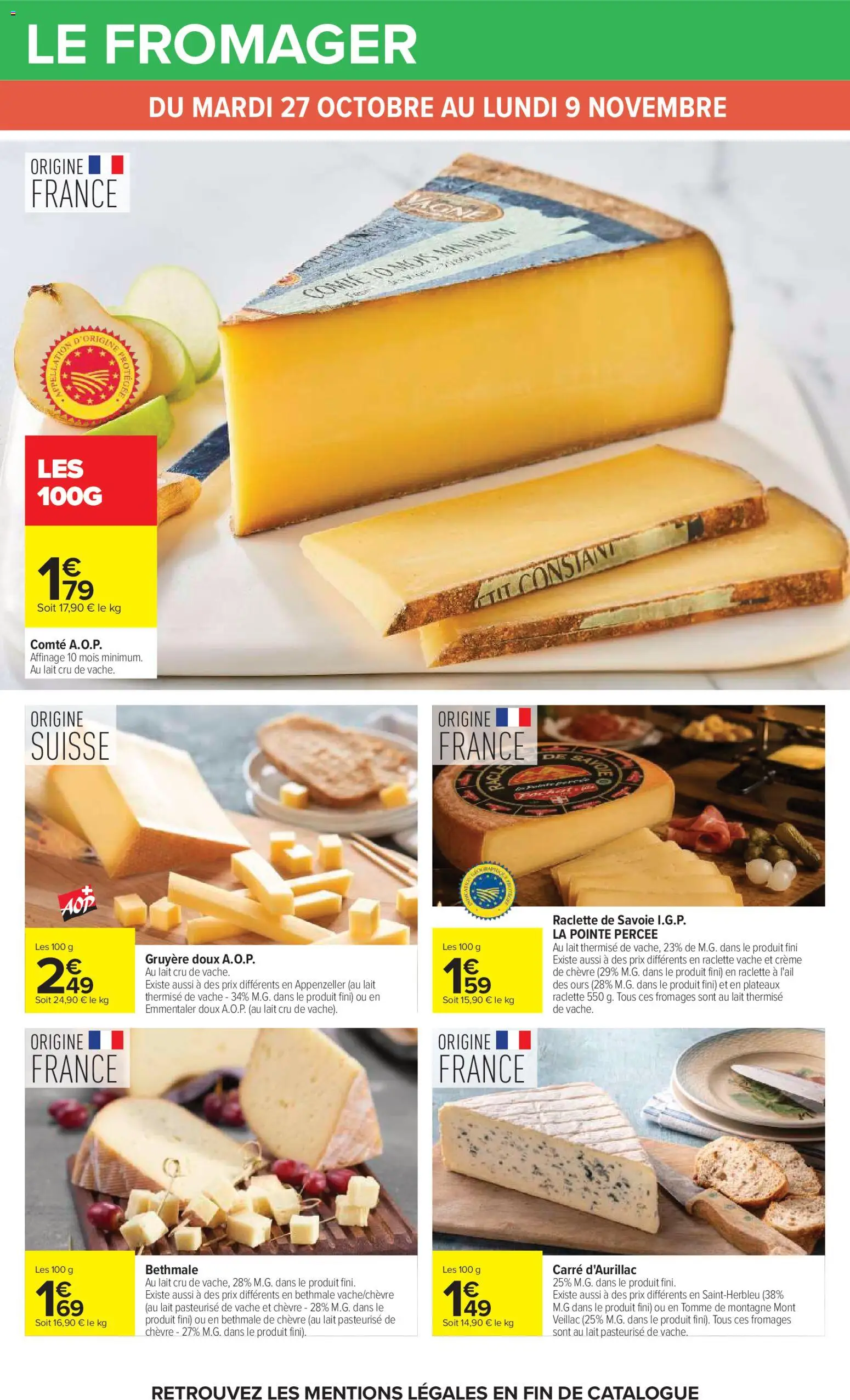 Prévisualisation de Carrefour Vos promos du quotidien du magasin Carrefour formulaire valide 27/10/2026 - Raclette, Lait, Crème, Gruyère