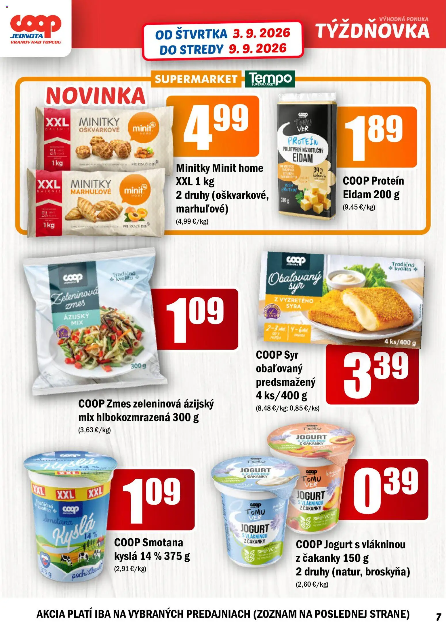 Náhľad COOP Jednota letáku platného od 03.09.2026 - Protein, Syr, Jogurt, Smotana, Eidam