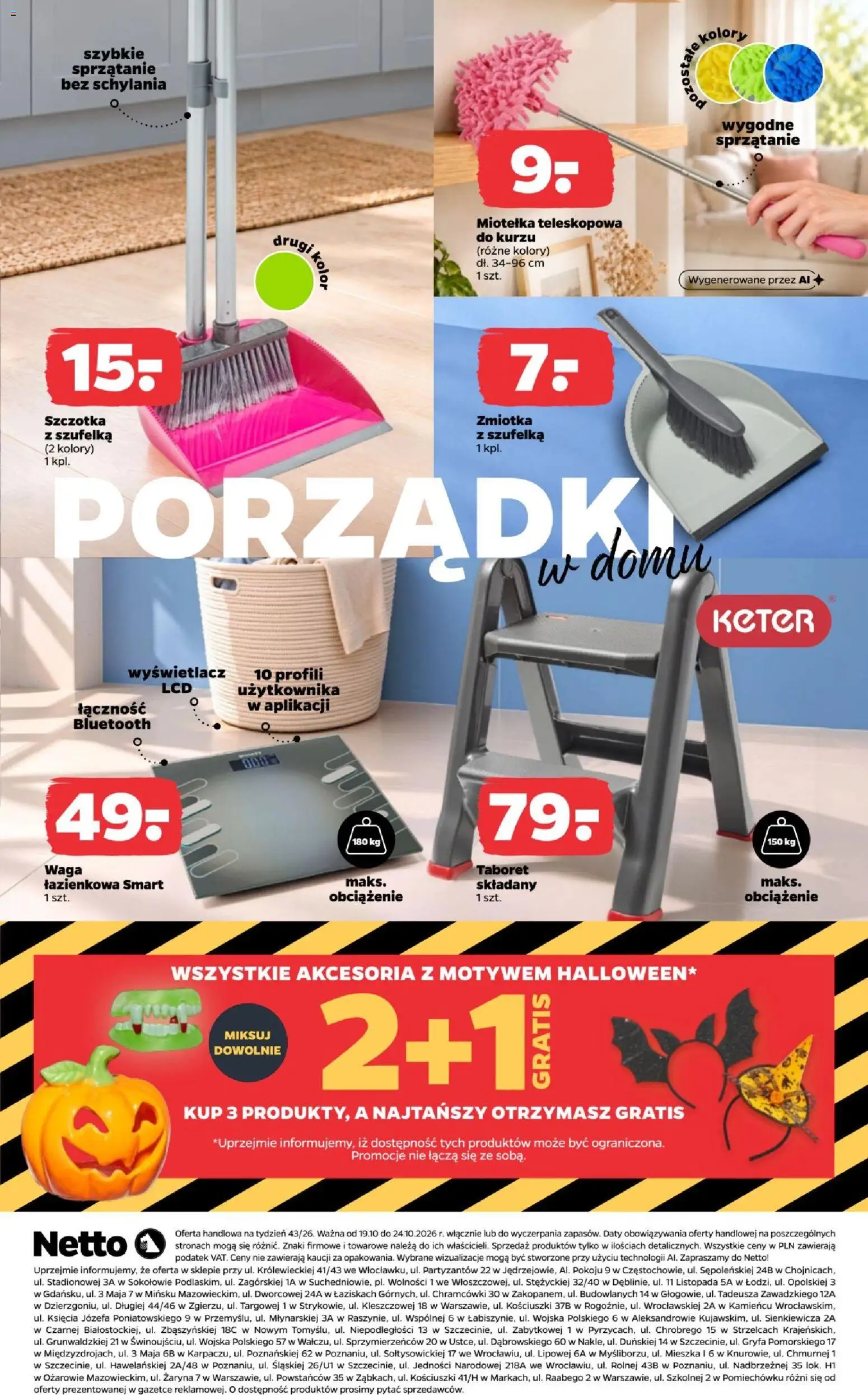 Pogląd gazetki "Netto gazetka od poniedziałku NonFood" ze sklepu Netto ważnej od 19.10.2026 - Waga, Waga łazienkowa, Szczotka