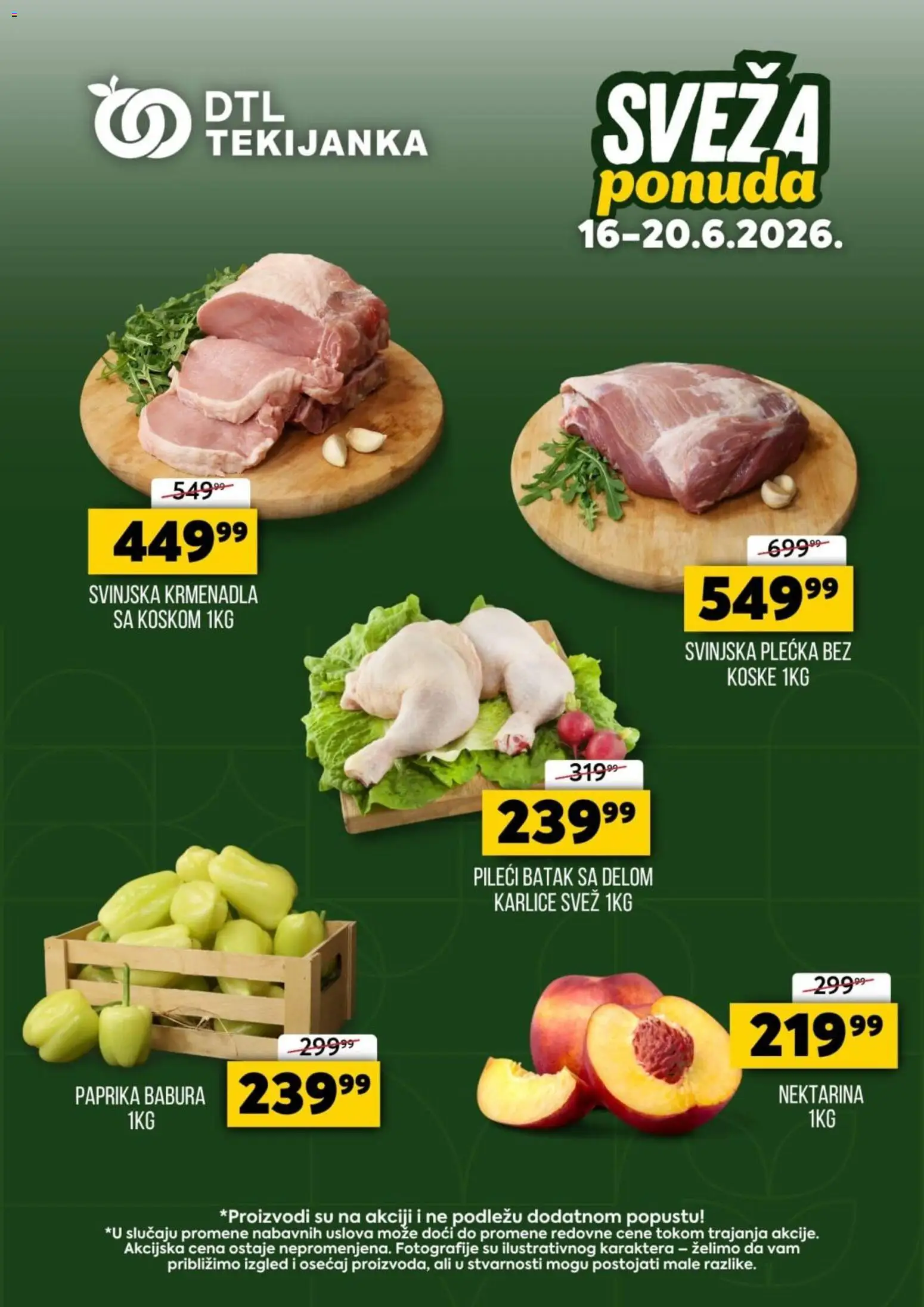 Pregled Tekijanka kataloga - važi od 16.06.2026 - Paprika, Krmenadla, Paprika babura, Svinjska krmenadla, Pileći batak, Svinjska plećka