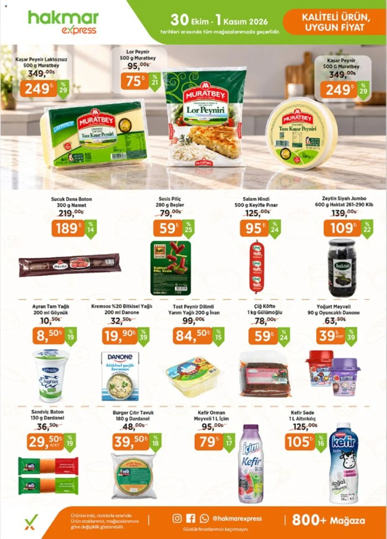 Hakmar Express Hakmar Express - İndirimler 30.10.2026 - Broşürünün önizlemesi - Peynir, Sucuk, Kefir, Zeytin, Yoğurt, Salam, Sosis, Piliç
