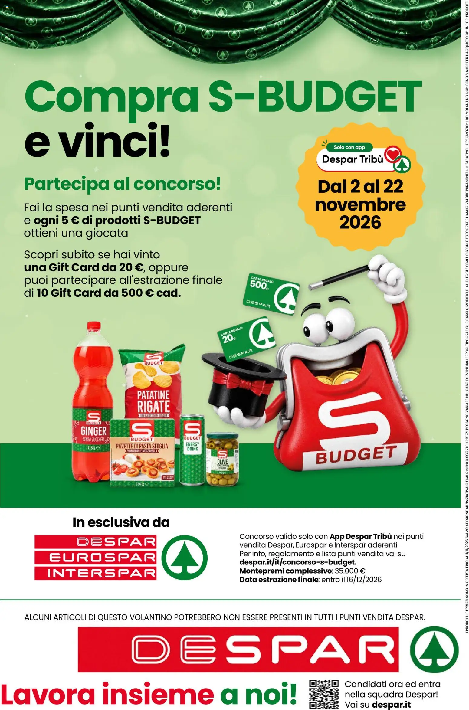 Anteprima dell'opuscolo Despar volantino Udine dal negozio Despar valido da 29/10/2026 - Pasta, Pasta sfoglia, Pomodoro, Mozzarella, Patatine, Olive, Data
