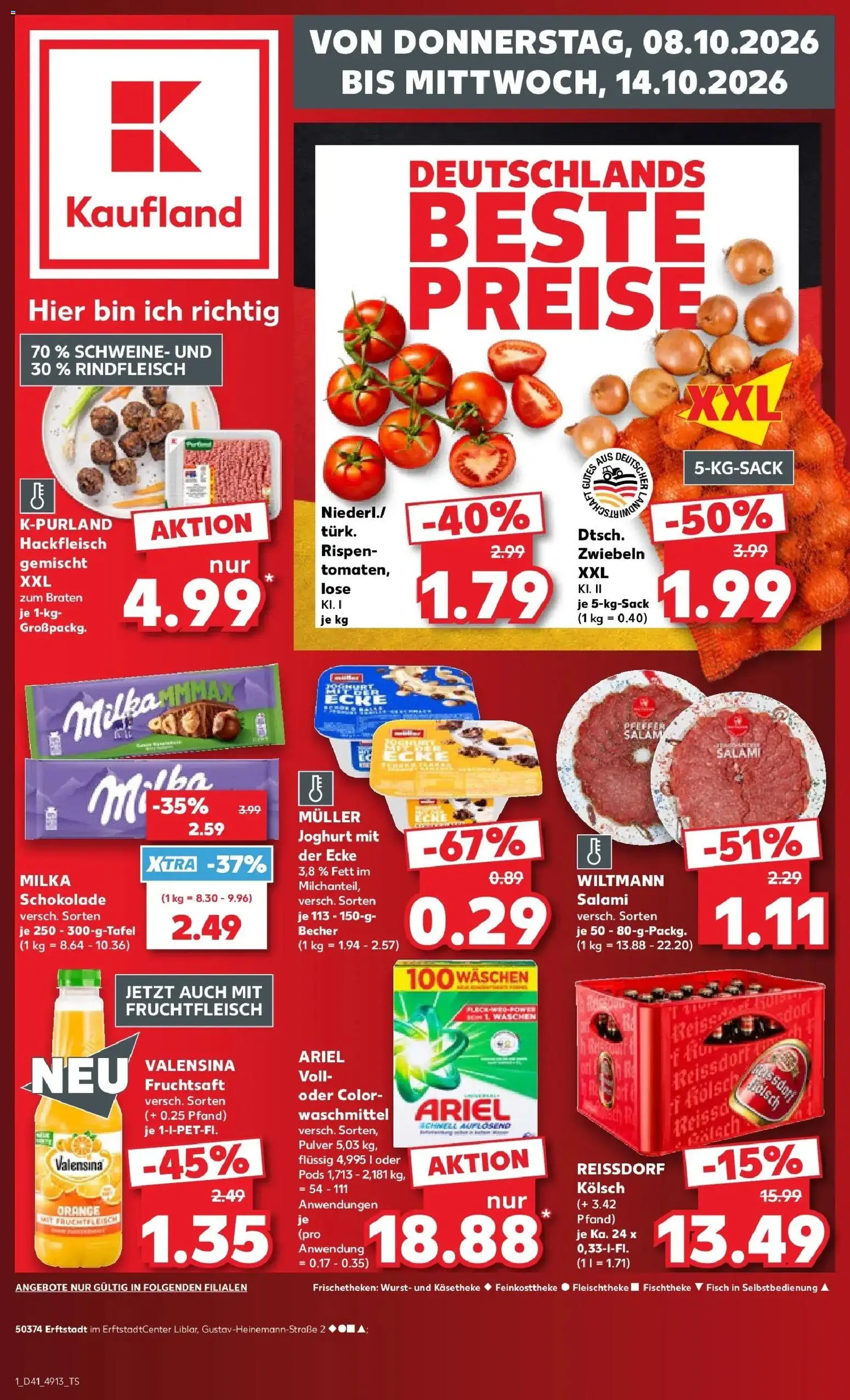 Vorschau von dem Prospekt des Geschäftes Kaufland, gültig ab dem 05.10.2026 - Fisch, Wurst, Joghurt, Milka, Ariel, Rindfleisch, Zwiebeln, Fruchtsaft