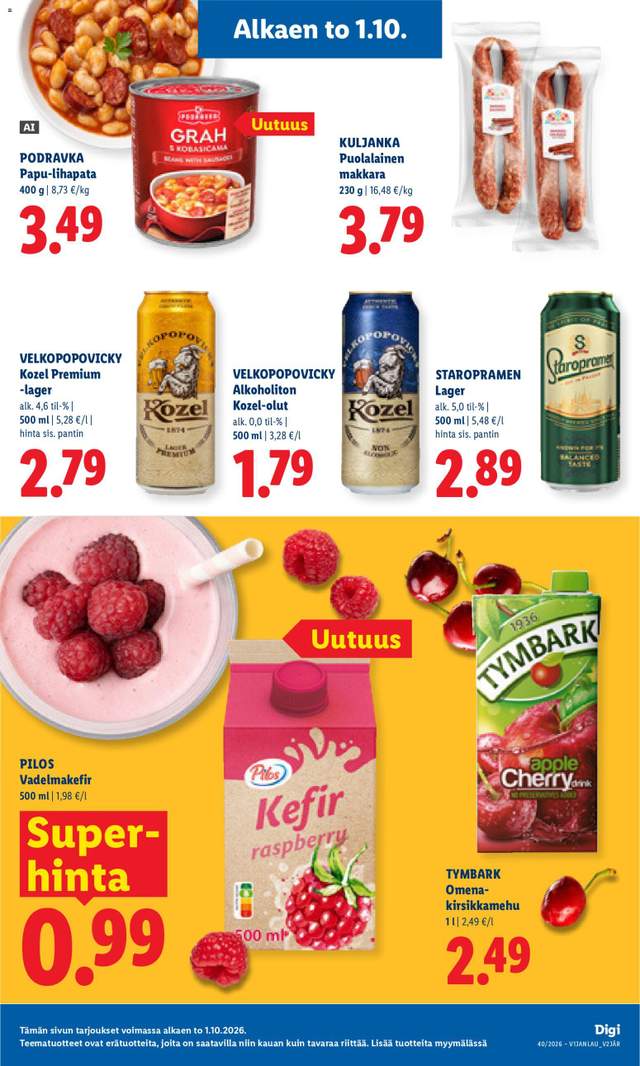Uusi Lidl tarjouslehti alkaen 01/10