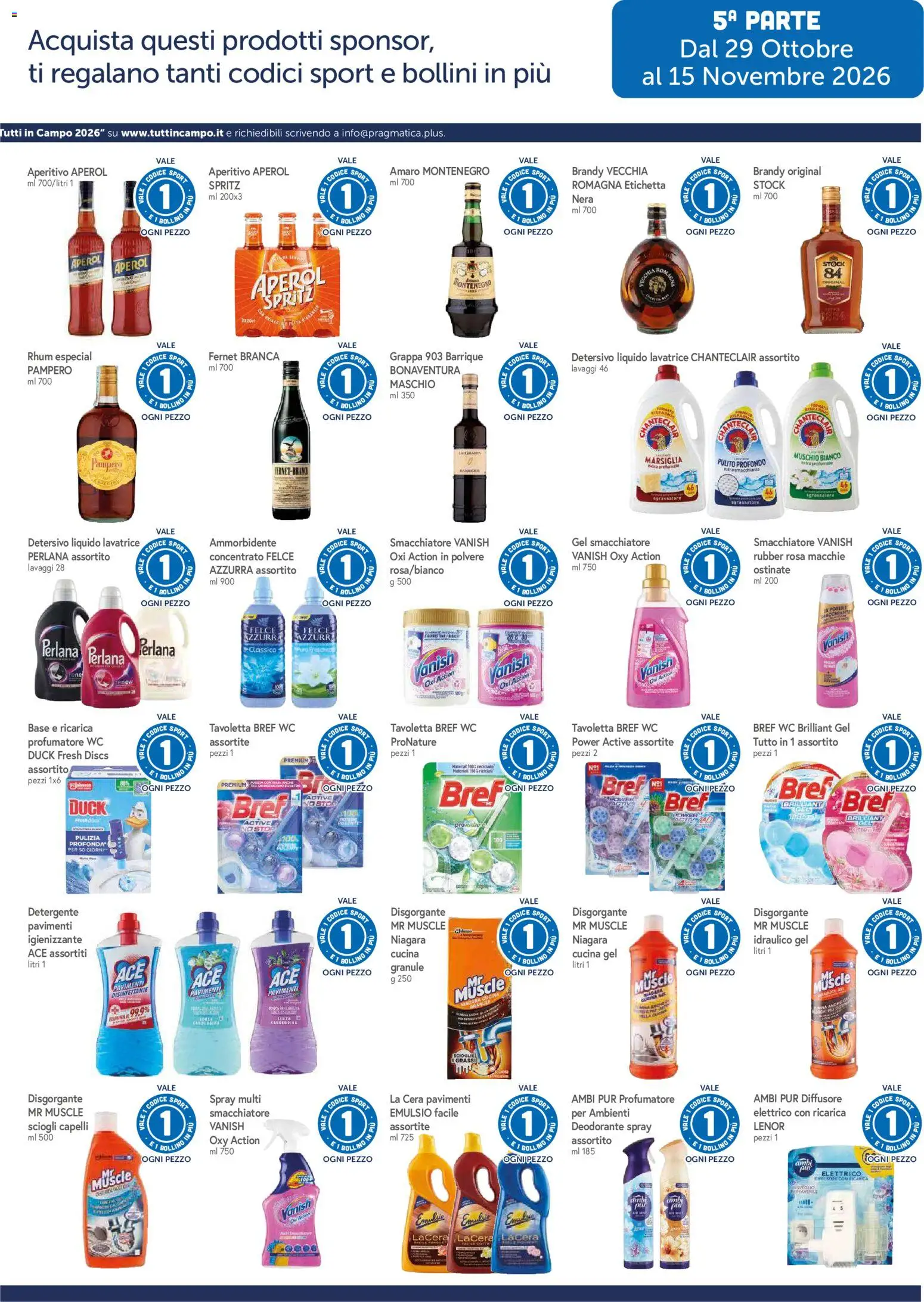 Anteprima dell'opuscolo Famila volantino Grandi Marche dal negozio Famila valido da 29/10/2026 - Aperitivo, Aperol, WC, Grappa, Amaro, Deodorante, Detergente, Fernet