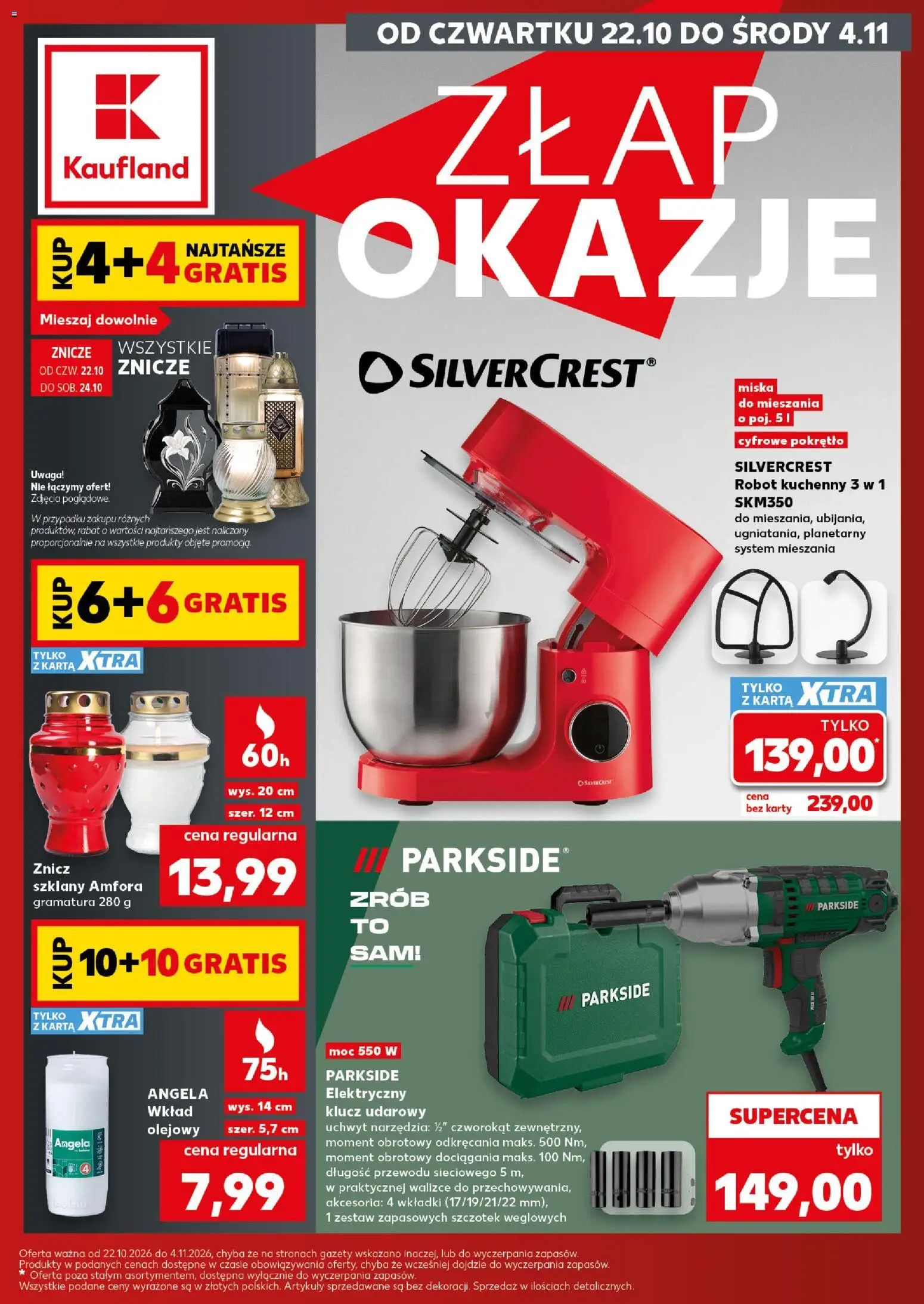 Náhled nabídky: Kaufland Polsko Kaufland Polsko leták - Złap okazje platný od 22.10.2026 - Parkside, Robot, Karty, Miska