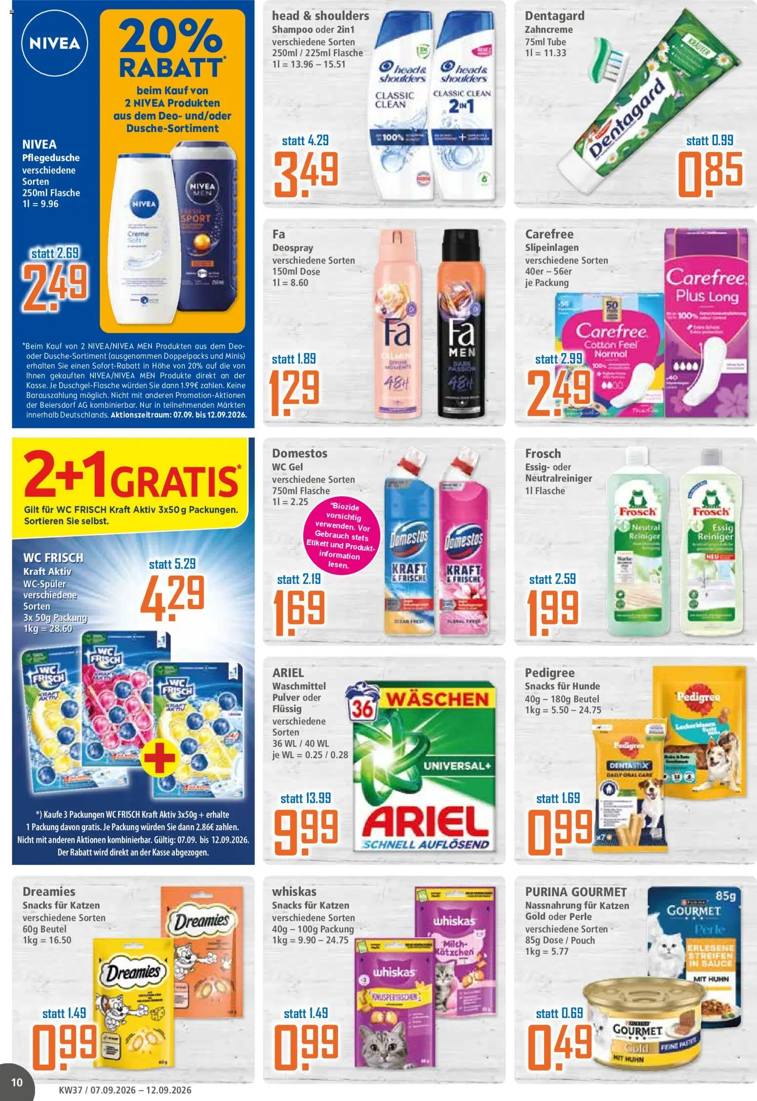 Vorschau von dem Prospekt des Geschäftes Klaas & Kock, gültig ab dem 07.09.2026 - Ariel, Essig, Creme, Whiskas, Pedigree, Wc frisch, Head & shoulders, Deospray
