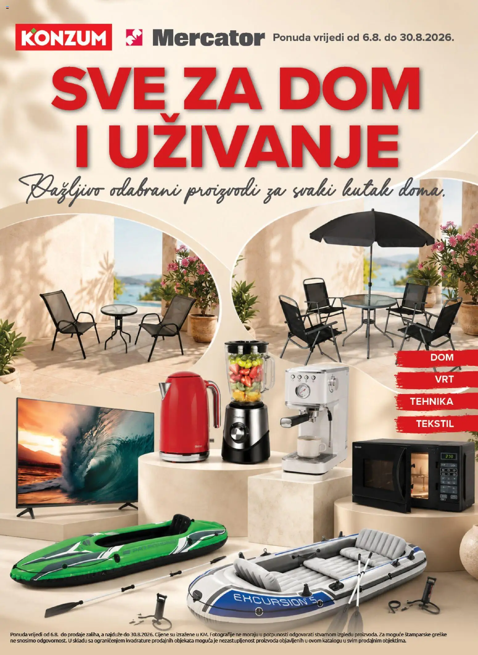 Pregled letka Mercator Sve za dom i uživanje trgovine Mercator vrijedi od 06.08.2026