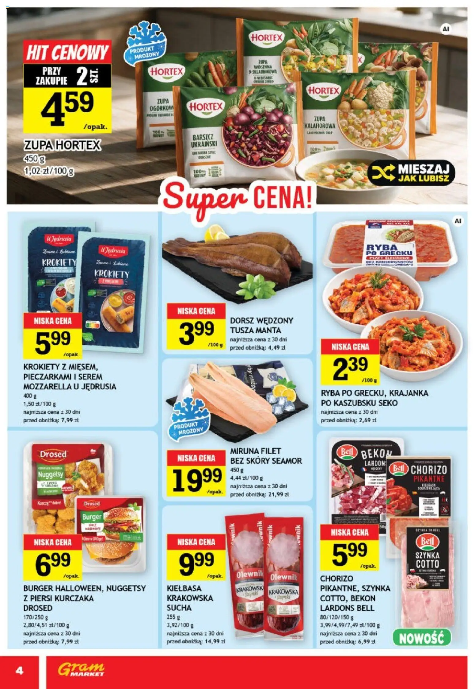 Pogląd gazetki "Gram Market gazetka" ze sklepu Gram Market ważnej od 21.10.2026 - Burger, Mozzarella, Chorizo, Krokiety, Barszcz, Kiełbasa, Szynka, Bekon