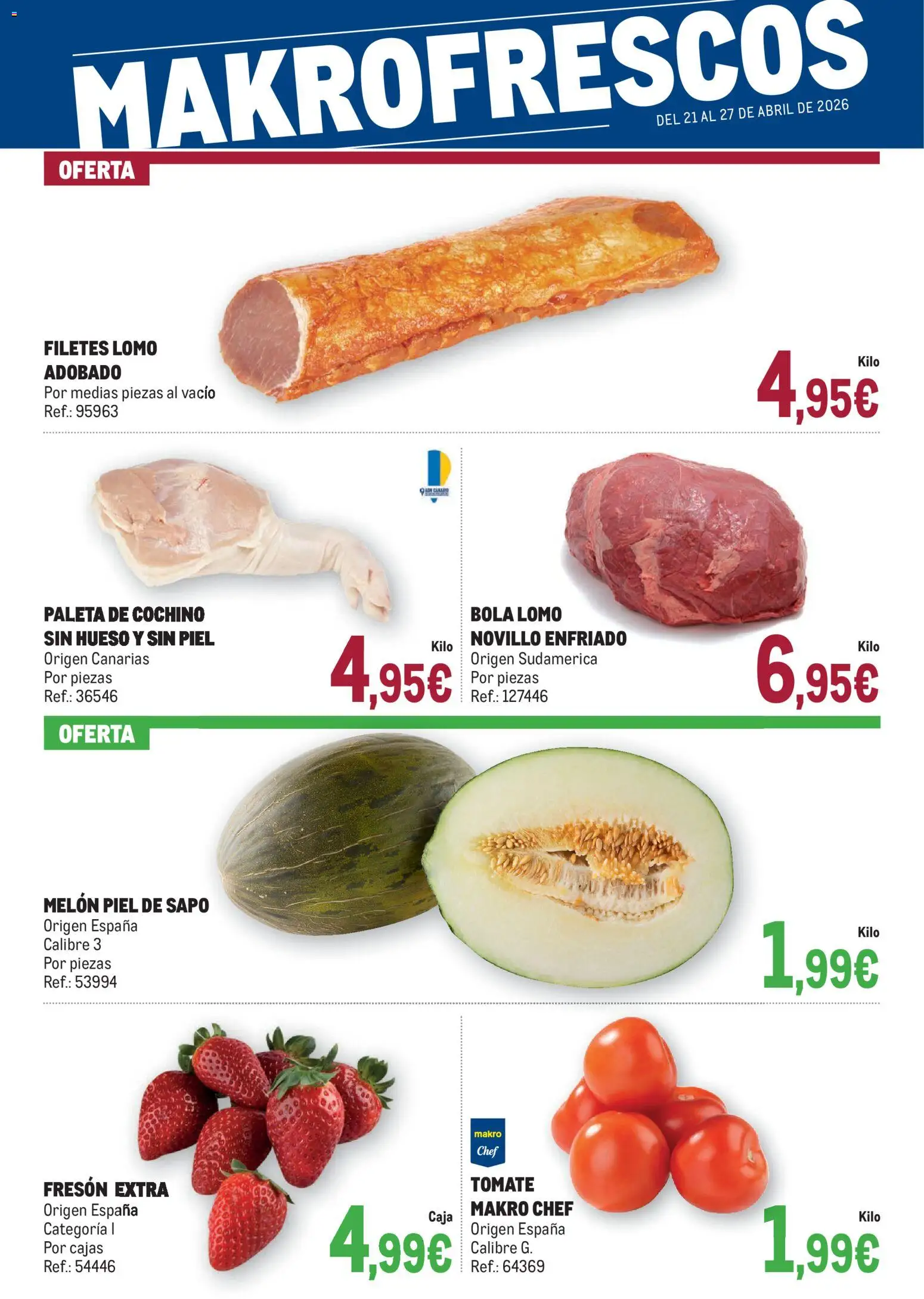 Vista previa del folleto de la tienda Makro válido desde el 21/04/2026 - Medias, Tomate, Caja, Lomo, Melón