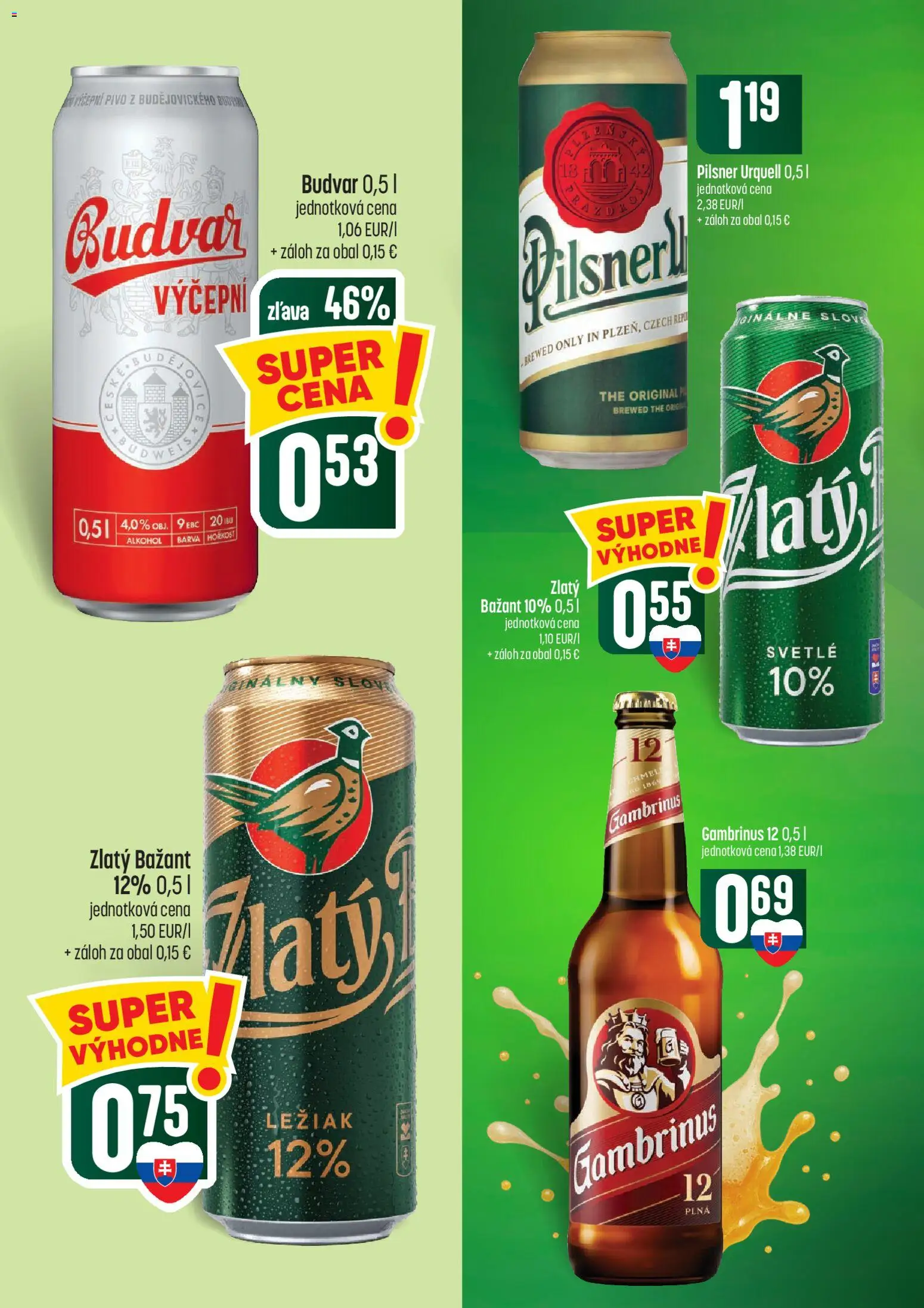 Náhľad COOP Jednota letáku platného od 01.10.2026 - Pivo, Alkohol, Pilsner Urquell, Budvar, Gambrinus, Zlatý Bažant