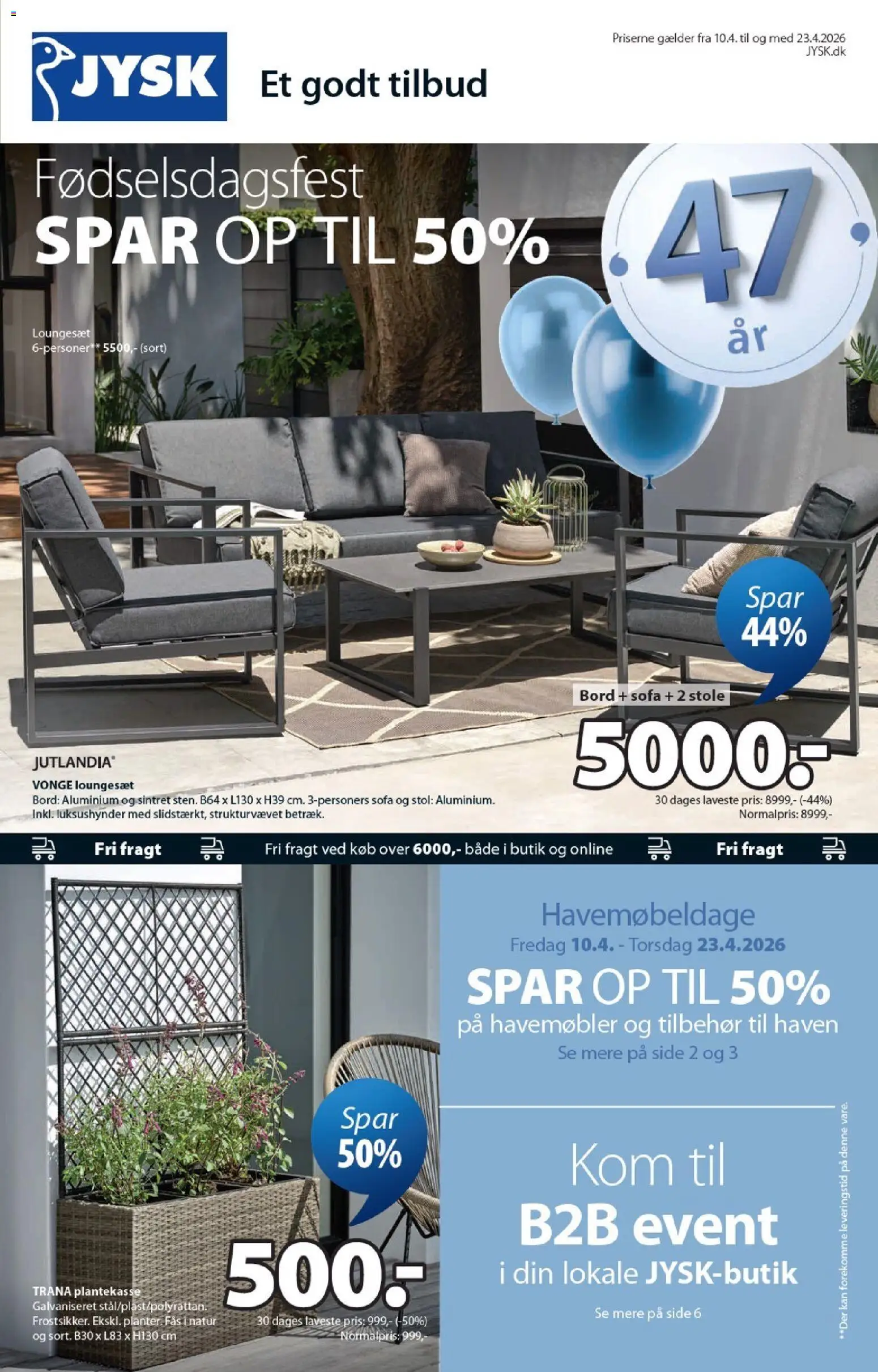 Eksempel på tilbudsavis JYSK - Tilbudsavis fra butik JYSK gyldig fra 10/04/2026 - Sofa, Havemøbler, Loungesæt, Stol, Bord