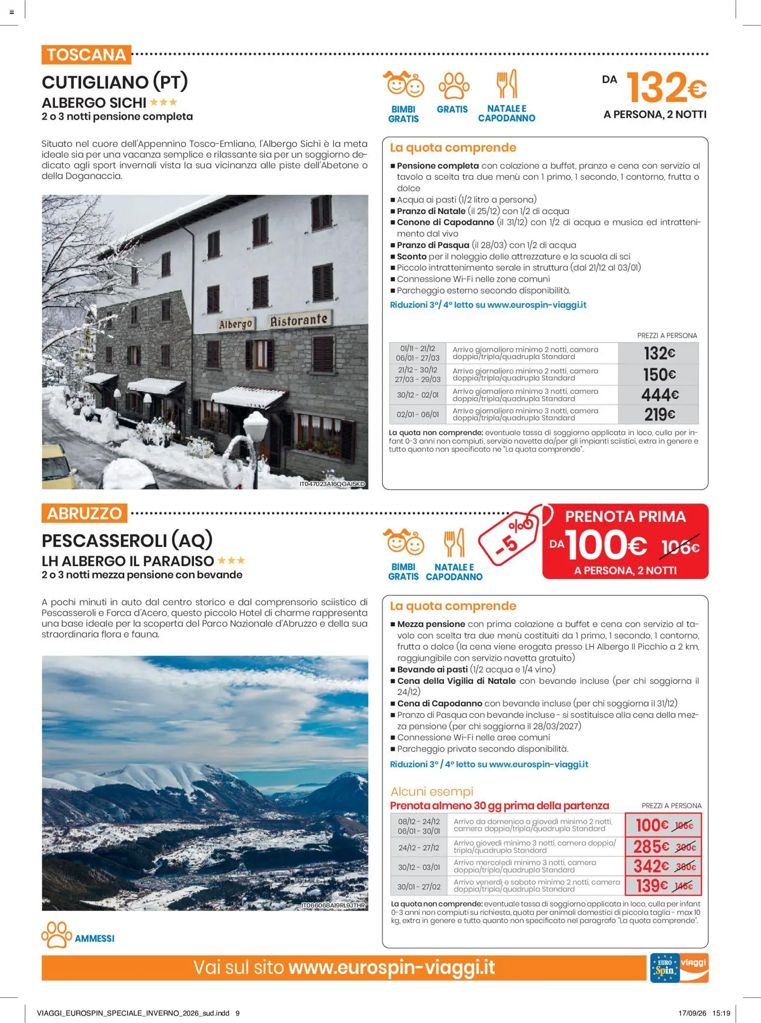 Anteprima dell'opuscolo Eurospin volantino Viaggi Sud dal negozio Eurospin valido da 17/09/2026 - Acqua, Vino, Frutta, Letto, Tavolo, Culla, Bevande