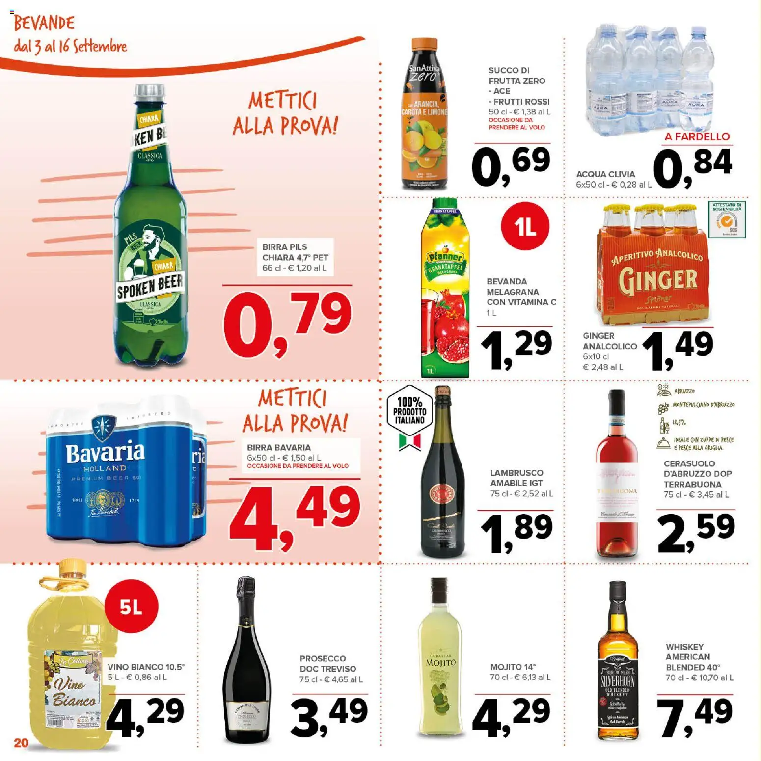 Anteprima dell'opuscolo Todis volantino Abruzzo - Marche - Molise dal negozio Todis valido da 03/09/2026 - Acqua, Birra, Limone, Prosecco, Frutta, Vino bianco, Succo di frutta, Zuppe