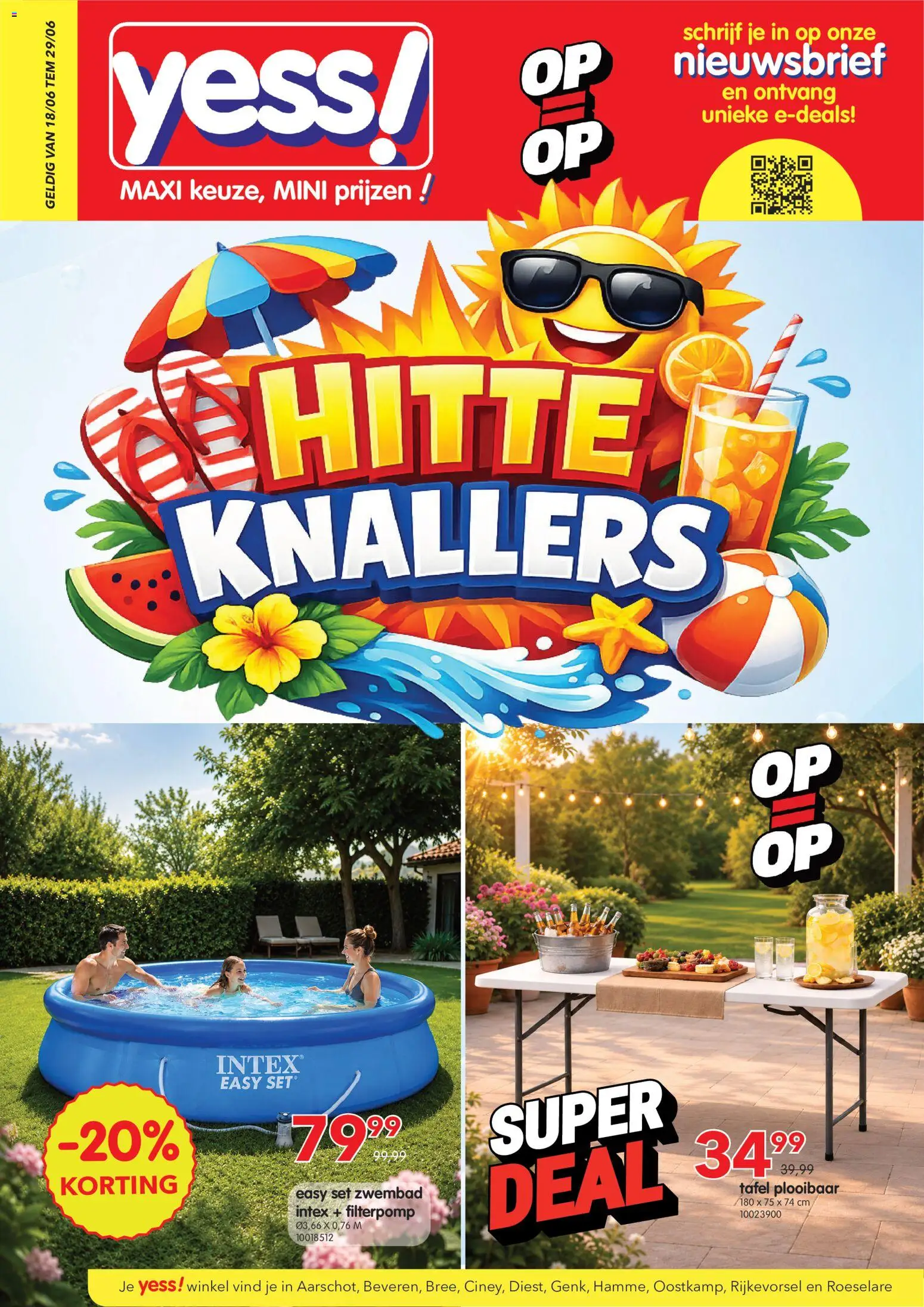 Voorbeeld van yess! Folder hitteknaller! van winkel yess! geldig vanaf 18/06/2026 - Zwembad, Tafel