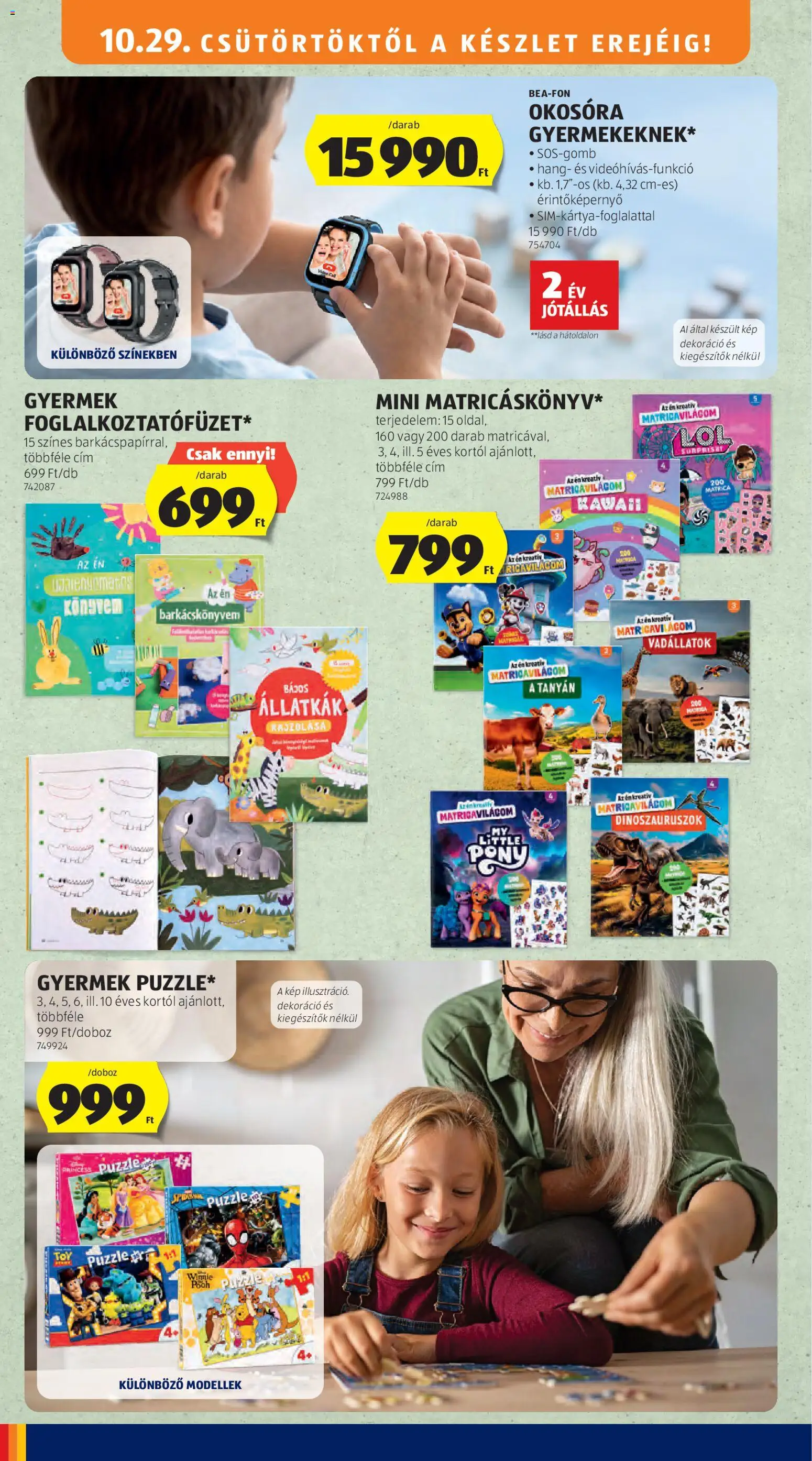 Aldi - Aldi Középső sor termékei megtekintése, amely érvényes 2026.10.29.-től - Okosóra, Puzzle, Smartwatch, Dekoráció