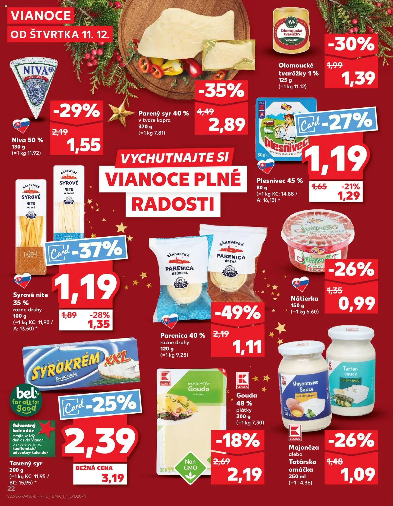 Náhľad Kaufland letáku platného od 11.12.2025 - Syr, Niva, Tatárska omáčka, Omáčka, Nátierka, Gouda