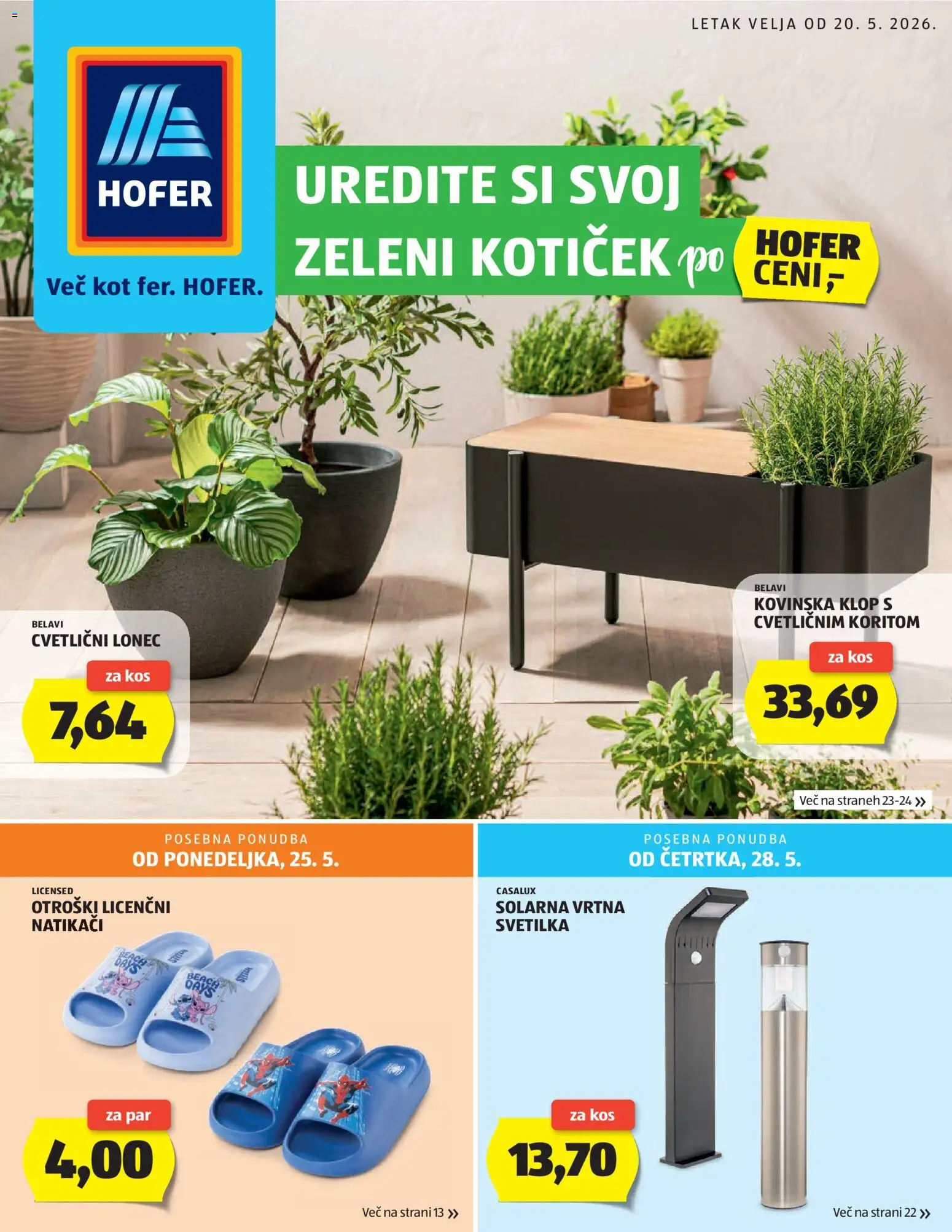 Pregled letka Hofer Katalog trgovine Hofer SI vrijedi od 20.05.2026