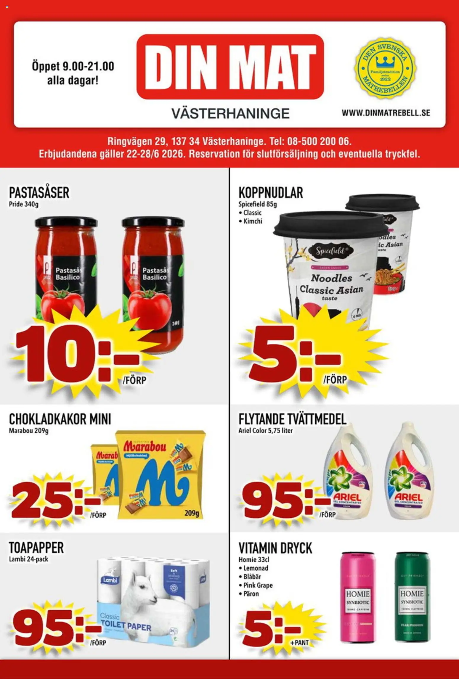 Förhandsgranska reklamblad Din Mat erbjudanden från butik Din Mat gäller från 22/06/2026