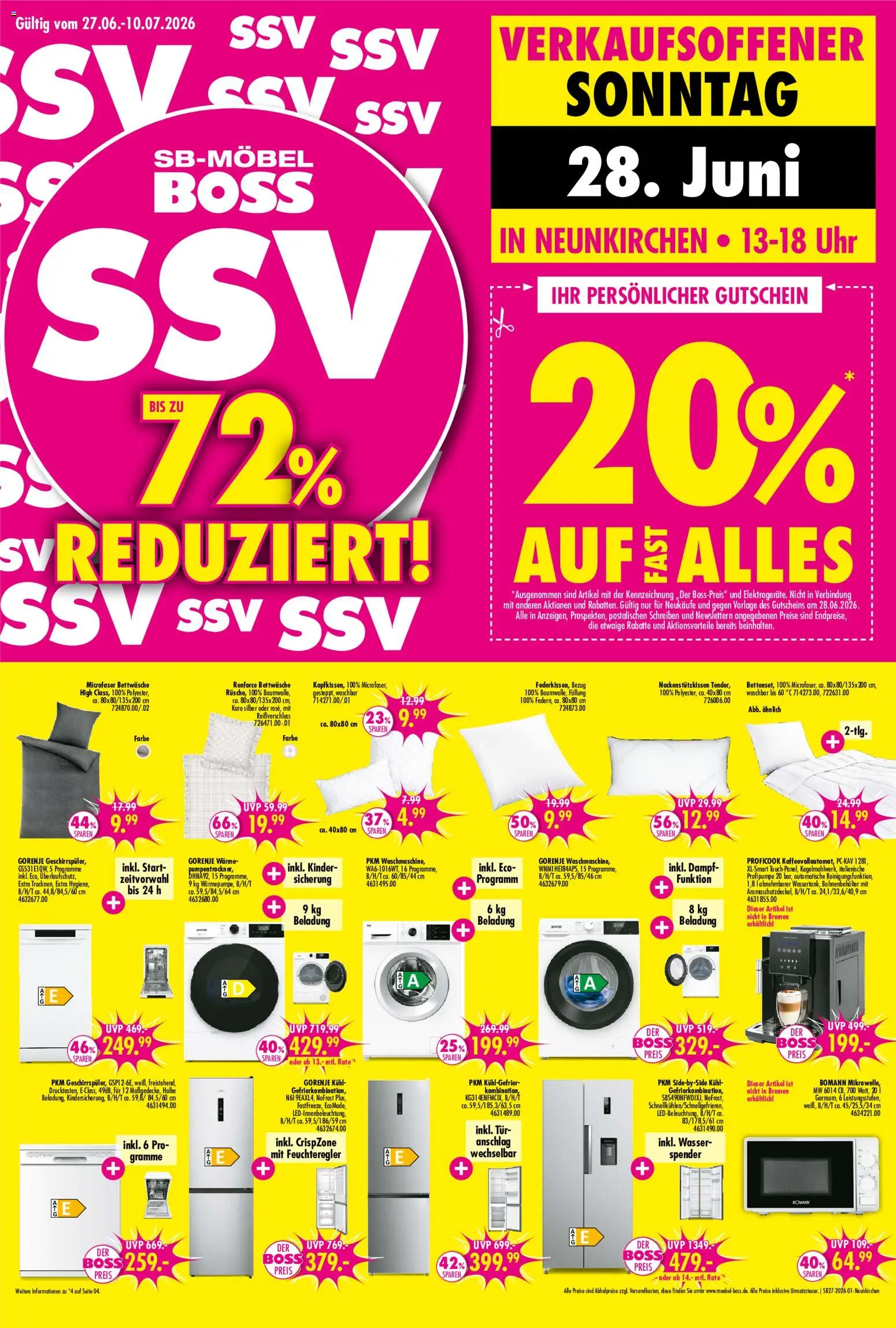 Vorschau von dem Prospekt des Geschäftes SB Möbel Boss, gültig ab dem 27.06.2026