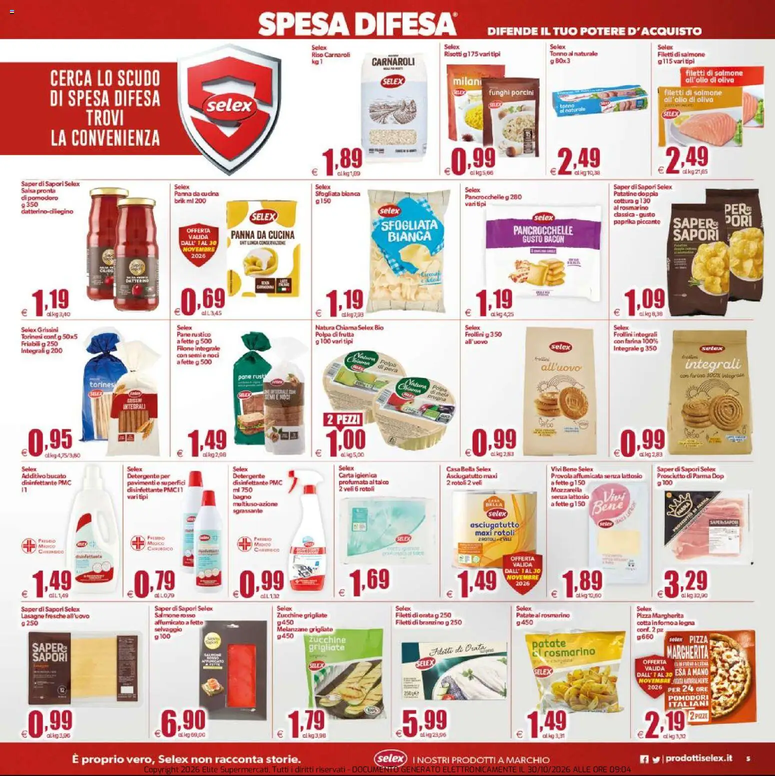 Anteprima dell'opuscolo Elite Supermercati volantino dal negozio Elite Supermercati valido da 30/10/2026 - Forno, Melanzane, Patatine, Panna, Pomodori, Prosciutto di Parma, Frollini, Senza lattosio