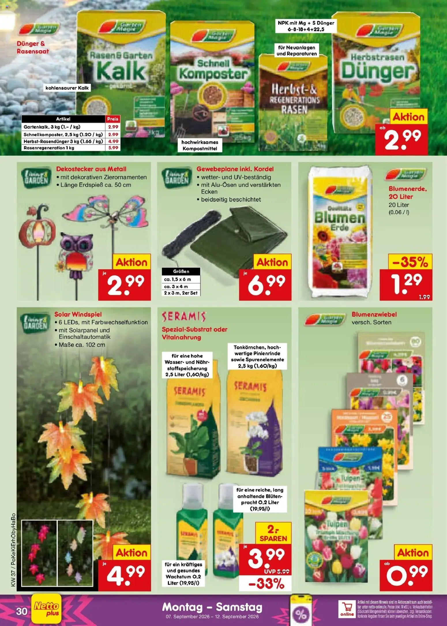 Vorschau von dem Prospekt des Geschäftes Netto Marken-Discount, gültig ab dem 07.09.2026 - Blumen, Wasser, Kalk