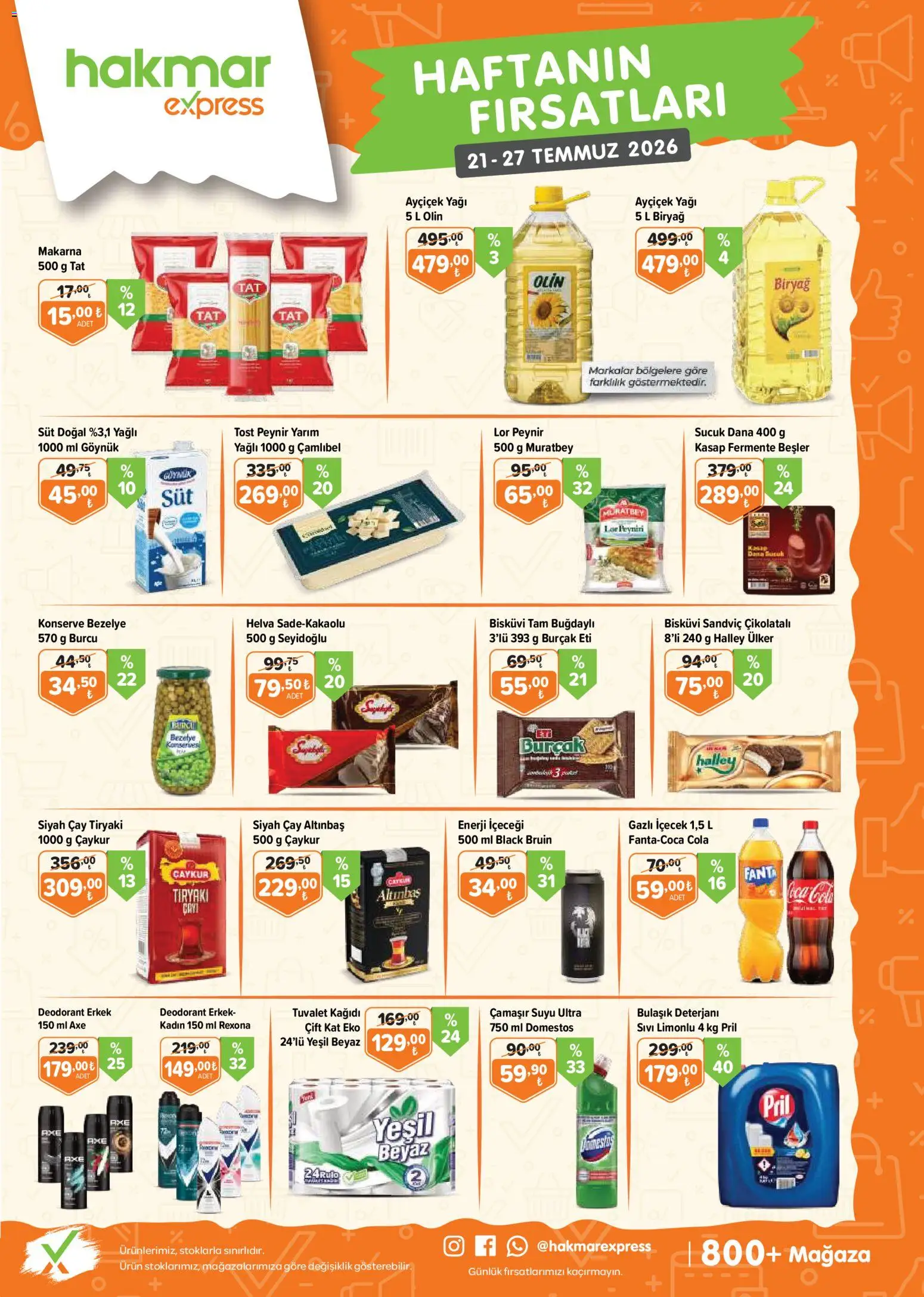 Hakmar Express Hakmar Express Katalog 21.07.2026 - Broşürünün önizlemesi - Makarna, Süt, Sucuk, Tuvalet, Tuvalet kağıdı, Bulaşık deterjanı, Bezelye, Gazlı içecek