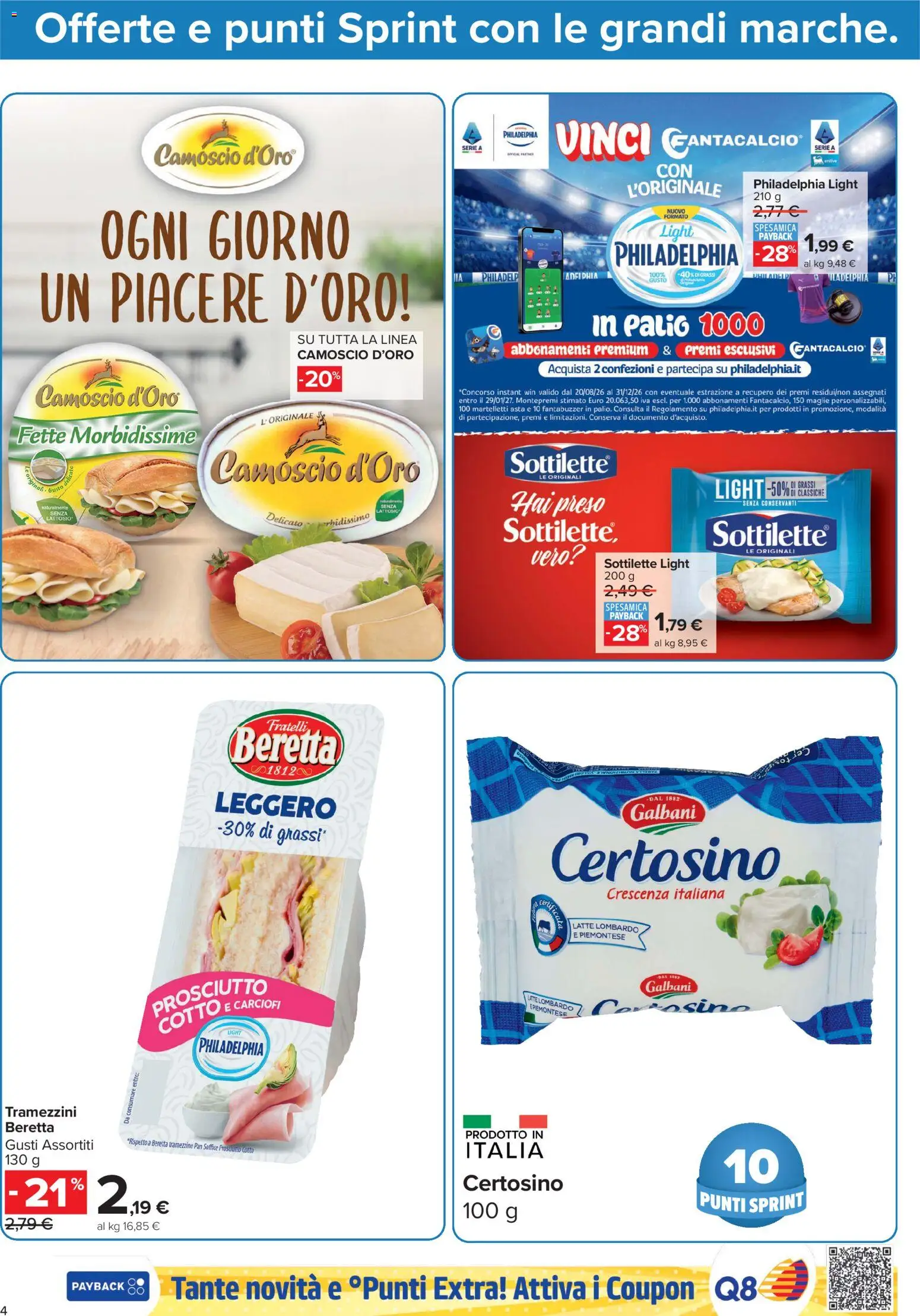 Anteprima dell'opuscolo Carrefour volantino Market - Punti Sprint Payback dal negozio Carrefour valido da 23/10/2026 - Latte, Carciofi, Prosciutto, Tramezzino, Prosciutto Cotto, Crescenza