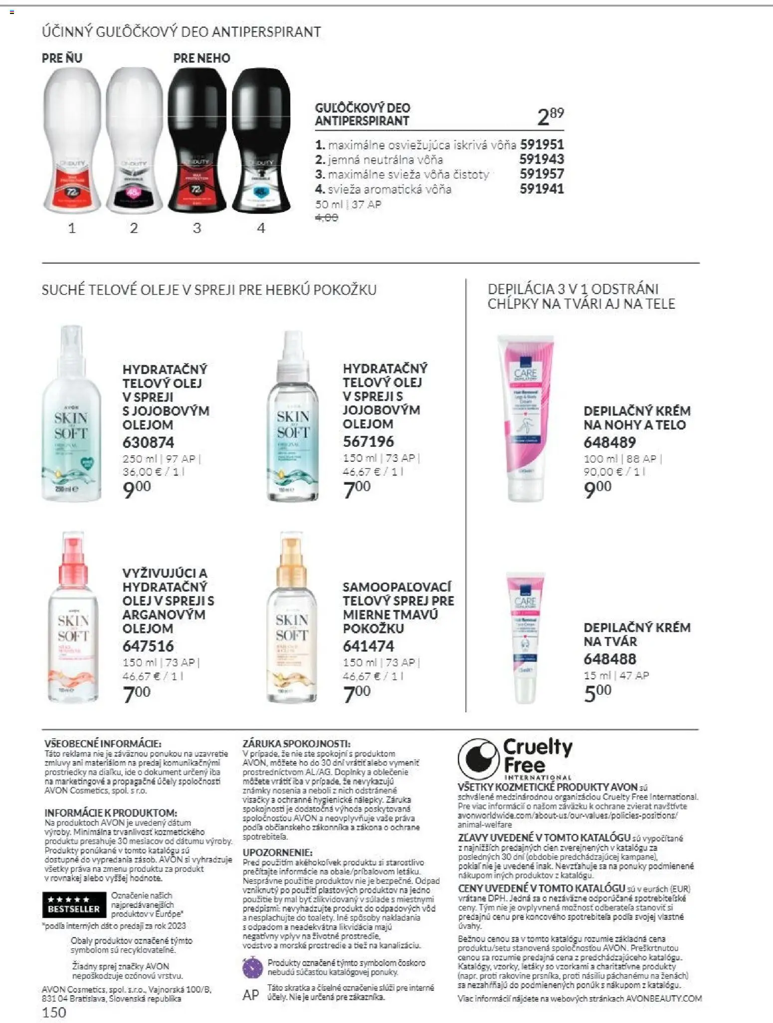 Náhľad Avon letáku platného od 01.11.2026 - Olej, Antiperspirant, Krém, Depilačný krém