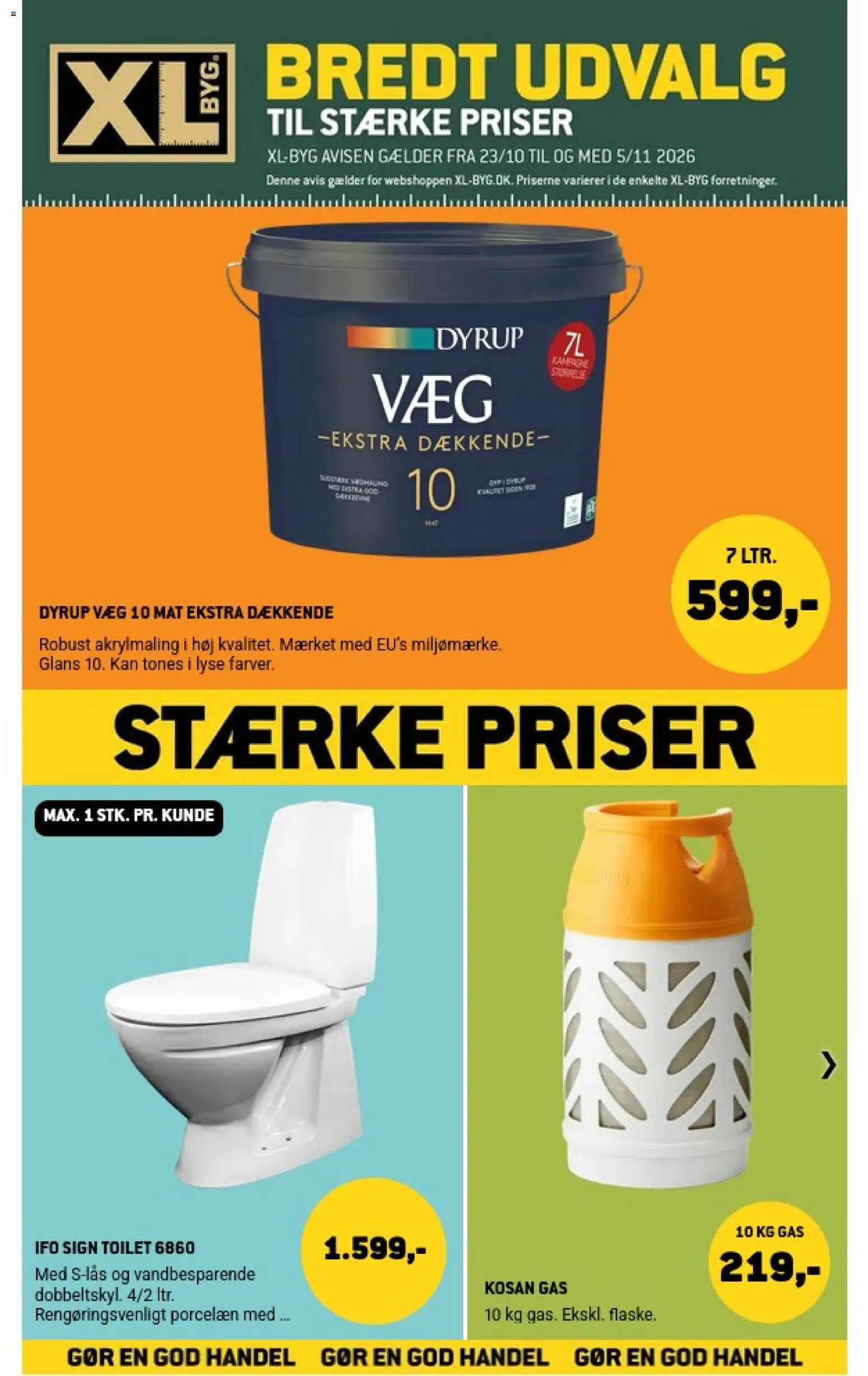 Eksempel på tilbudsavis XL-BYG - Tilbudsavis fra butik XL-BYG gyldig fra 23/10/2026 - Toilet, Gås