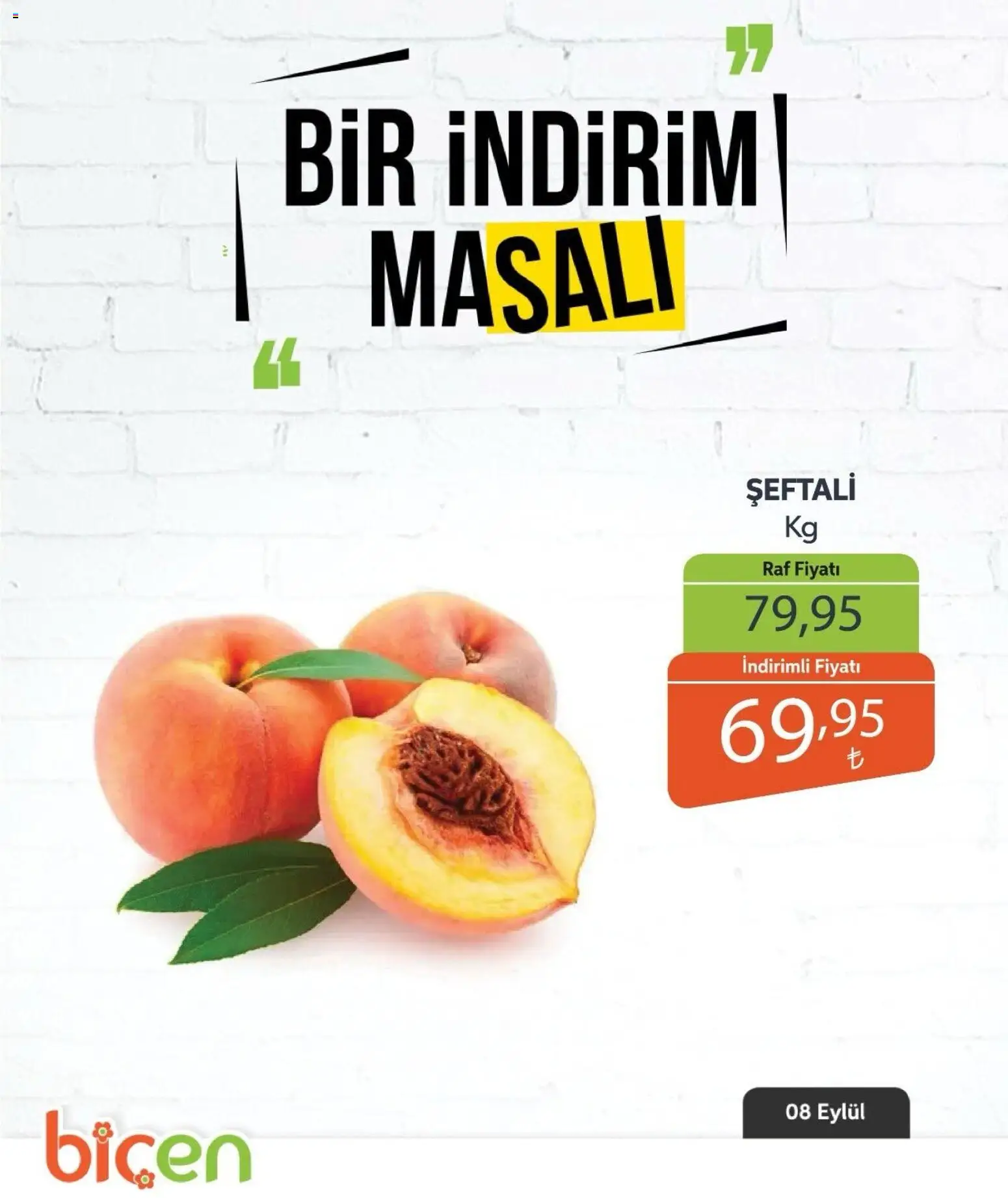Biçen Market Biçen Market - Bir İndirim MaSalı - meyve 08.09.2026 - Broşürünün önizlemesi - Raf, Şeftali