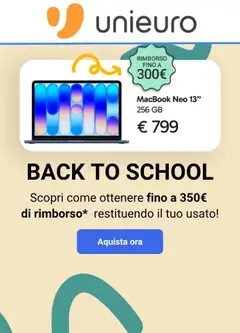 Anteprima del volantino Volantino Unieuro - Back to School valido a partire dal 24/08/2026