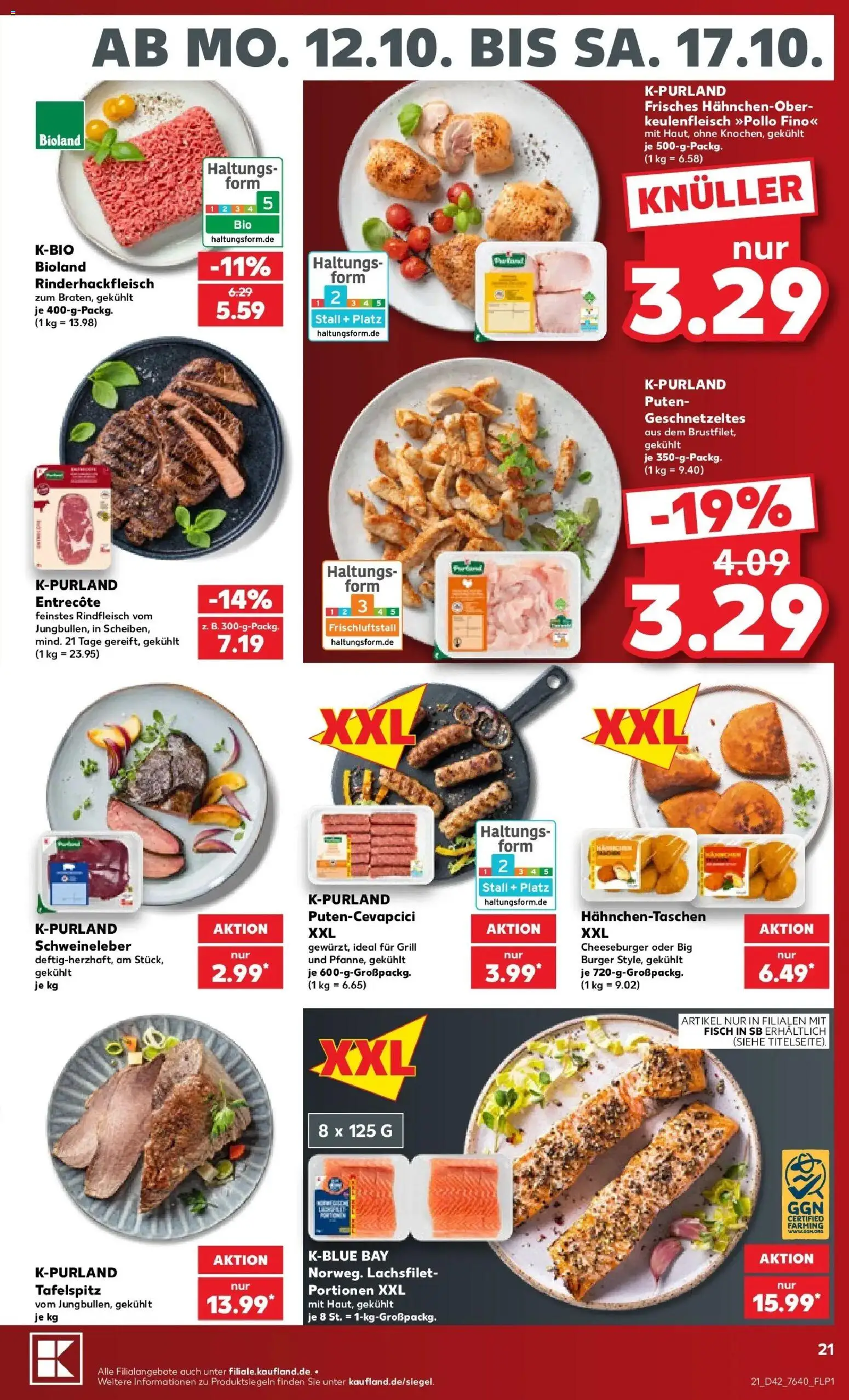 Vorschau von dem Prospekt des Geschäftes Kaufland, gültig ab dem 12.10.2026 - Burger, Fisch, Grill, Entrecote, Tafelspitz, Rindfleisch