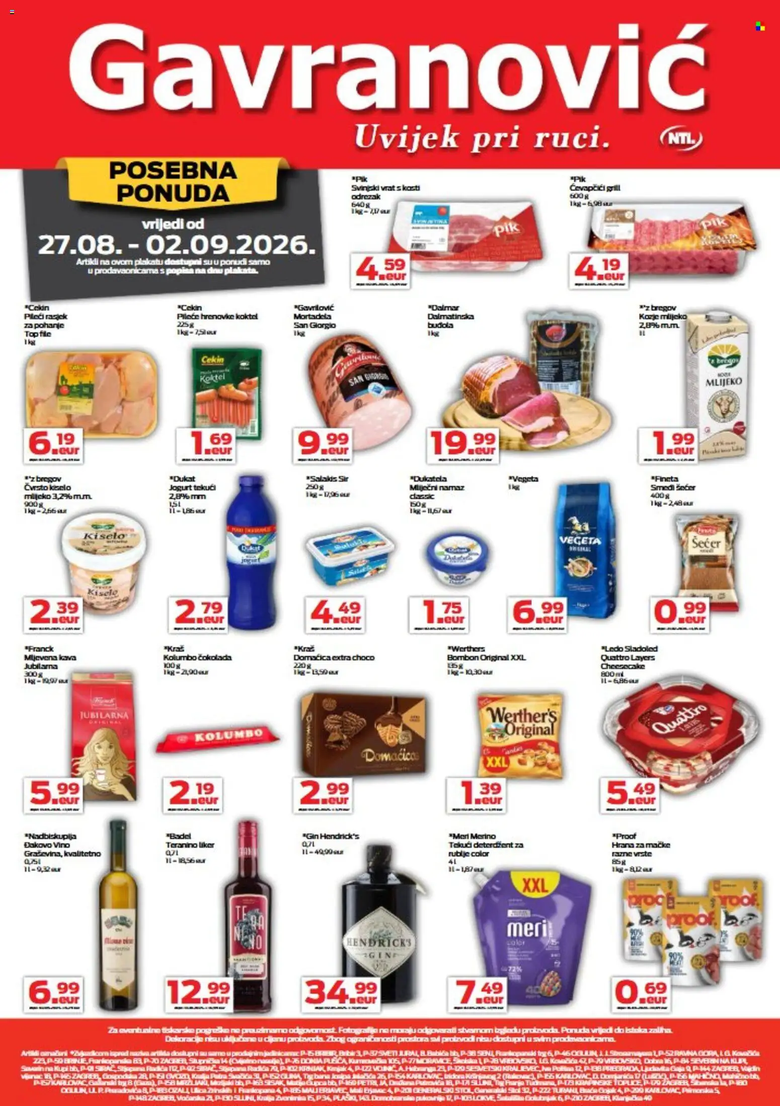 Pregled letka Gavranović Katalog trgovine Gavranović vrijedi od 27.08.2026