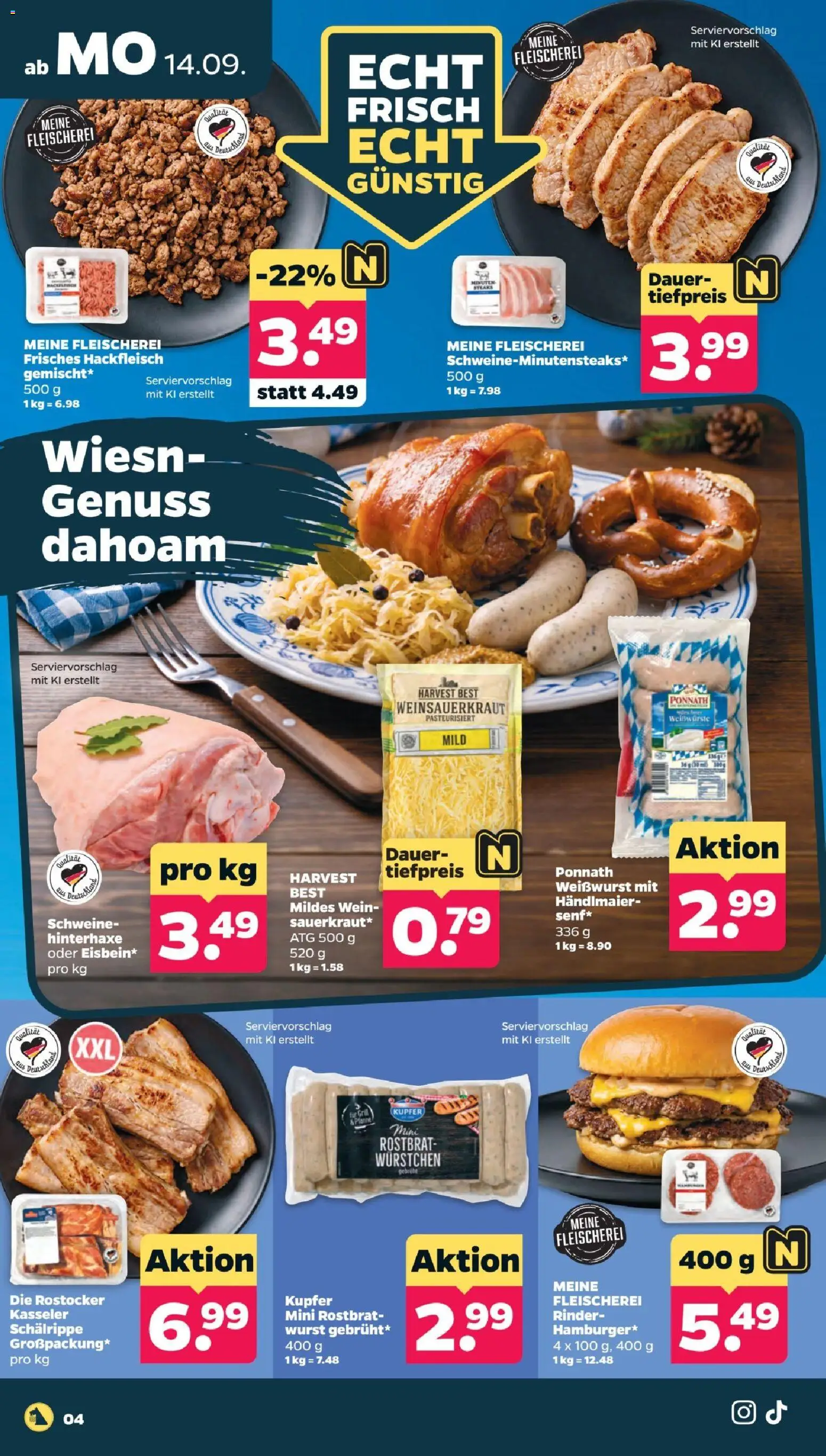 Vorschau von dem Prospekt des Geschäftes Netto, gültig ab dem 14.09.2026 - Wurst, Wein, Hackfleisch, Weißwurst
