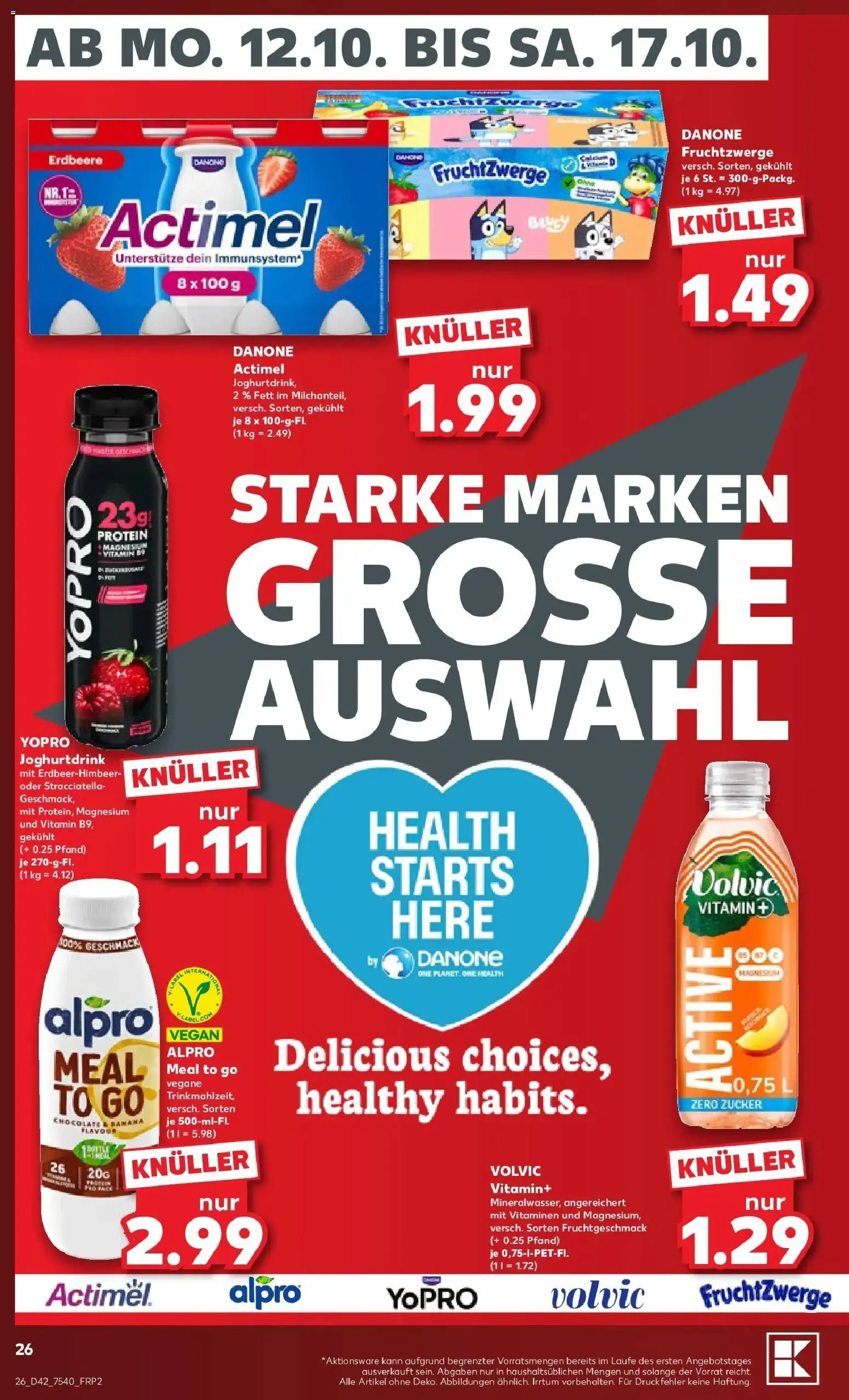 Vorschau von dem Prospekt des Geschäftes Kaufland, gültig ab dem 12.10.2026 - Zucker, Actimel, Volvic, Fruchtzwerge, Alpro
