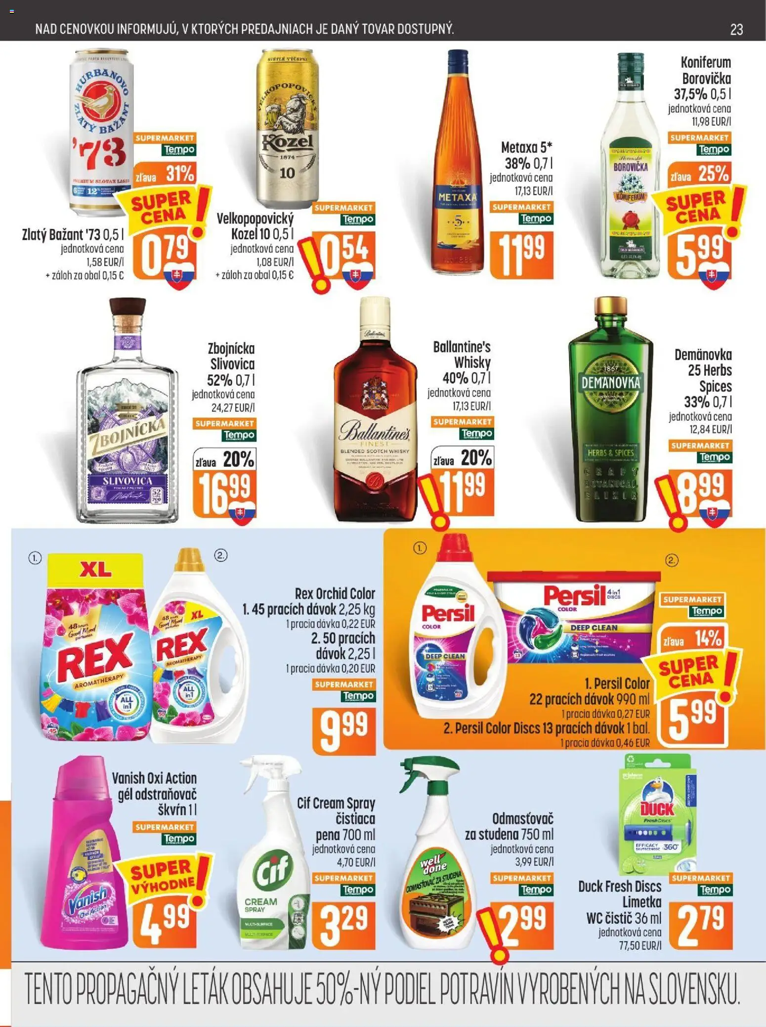 Náhľad COOP Jednota letáku platného od 29.10.2026 - Wc, Slivovica, Vanish, Pena, Limetka, Koniferum, Zlatý Bažant, Metaxa 5*