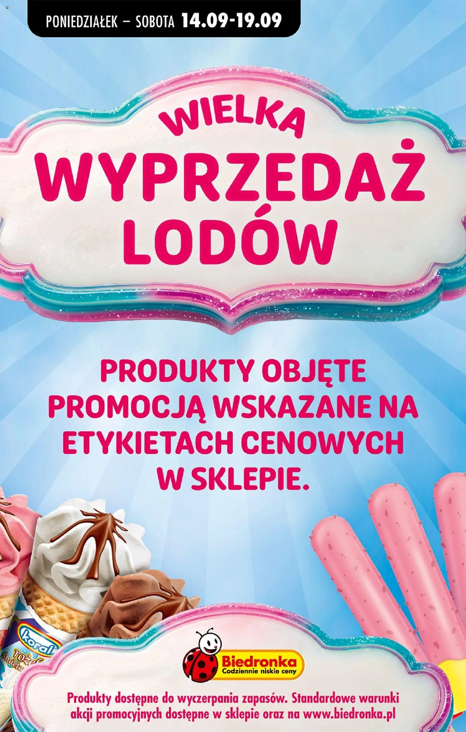Pogląd gazetki "Biedronka gazetka - Wyprzedaż lodów" ze sklepu Biedronka ważnej od 14.09.2026
