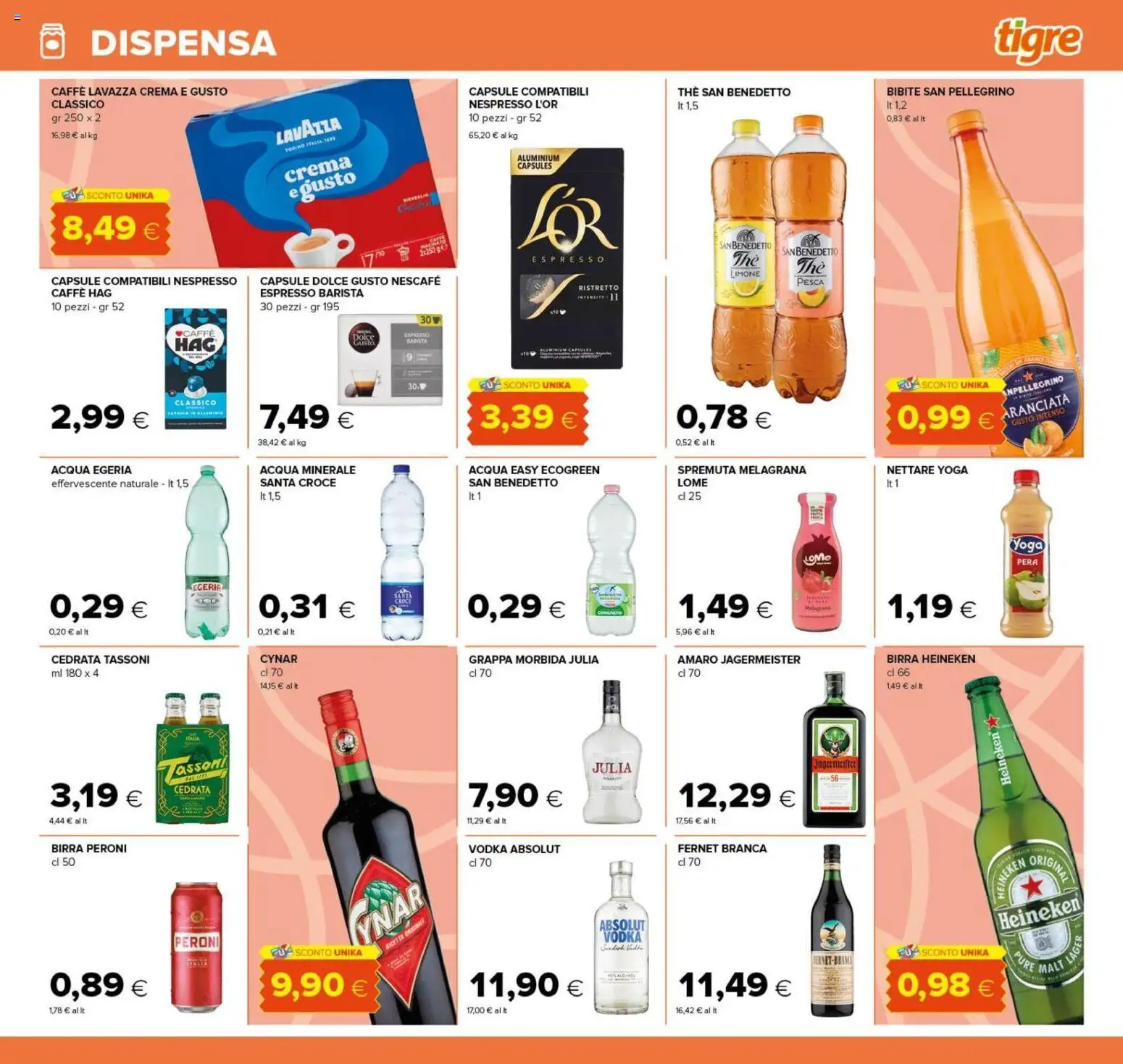 Anteprima dell'opuscolo Tigre volantino Tutto Nuovo Roma dal negozio Tigre valido da 22/10/2026 - Acqua, Caffè, The, Pesca, Heineken, Grappa, Nescafé, Bibite