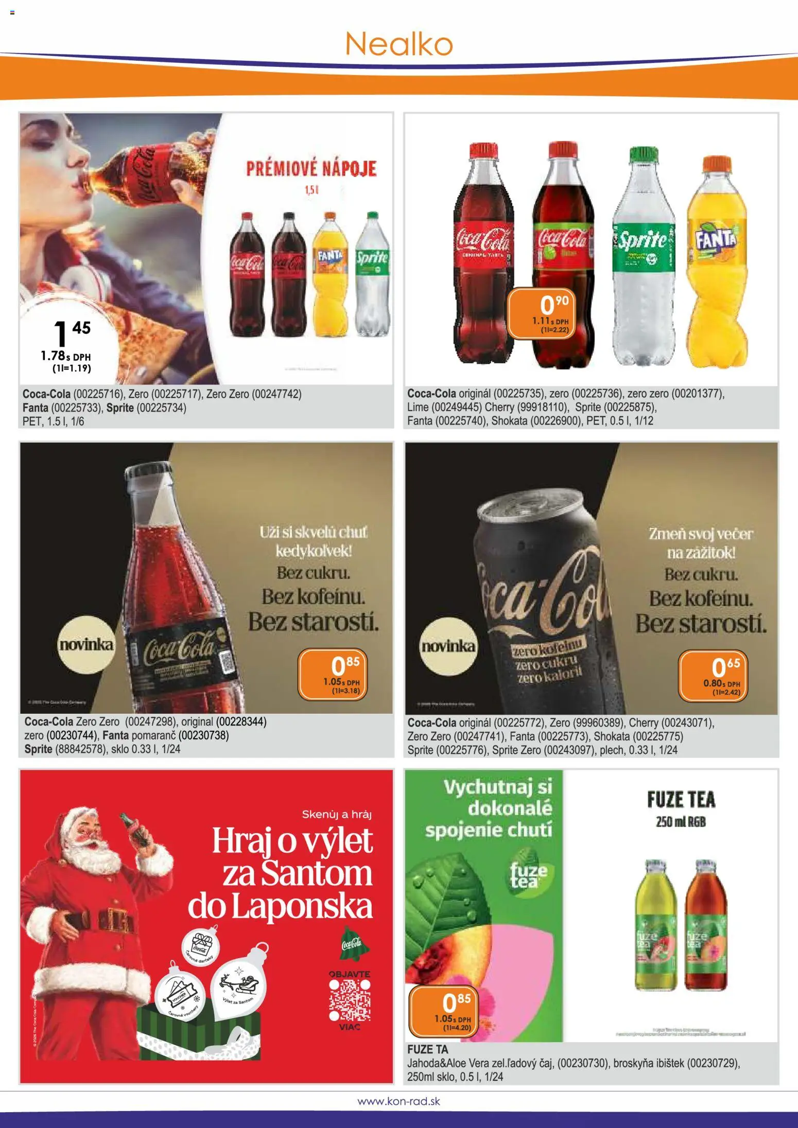 Náhľad KON - RAD letáku platného od 01.11.2026 - Coca cola, Fanta, Cola, Sprite, Nápoje